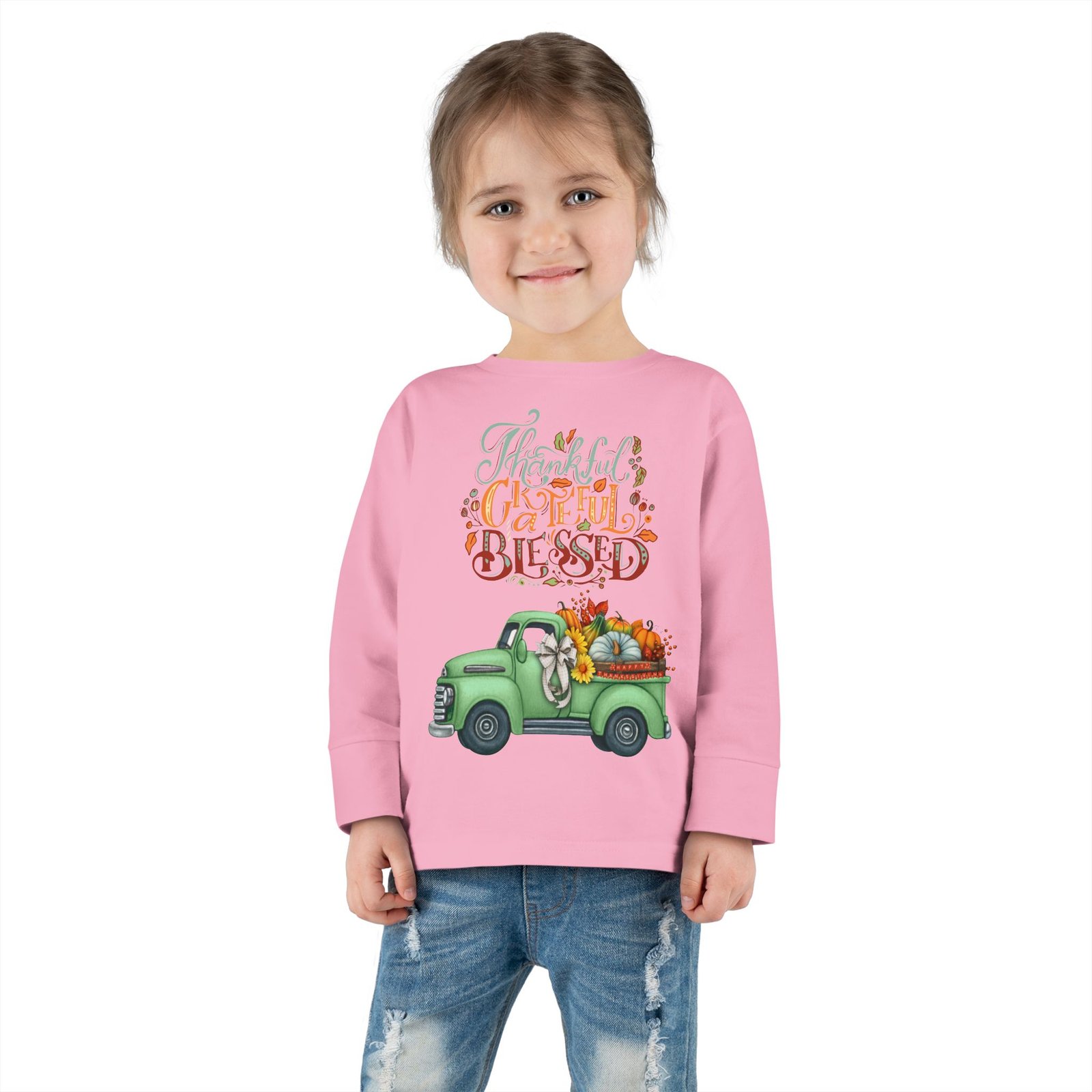 toddler long sleeve tee "grateful & blessed" fall vibes t shirt, kids autumn tee, thanksgiving outfit, cute toddler gift, seasonal shirt