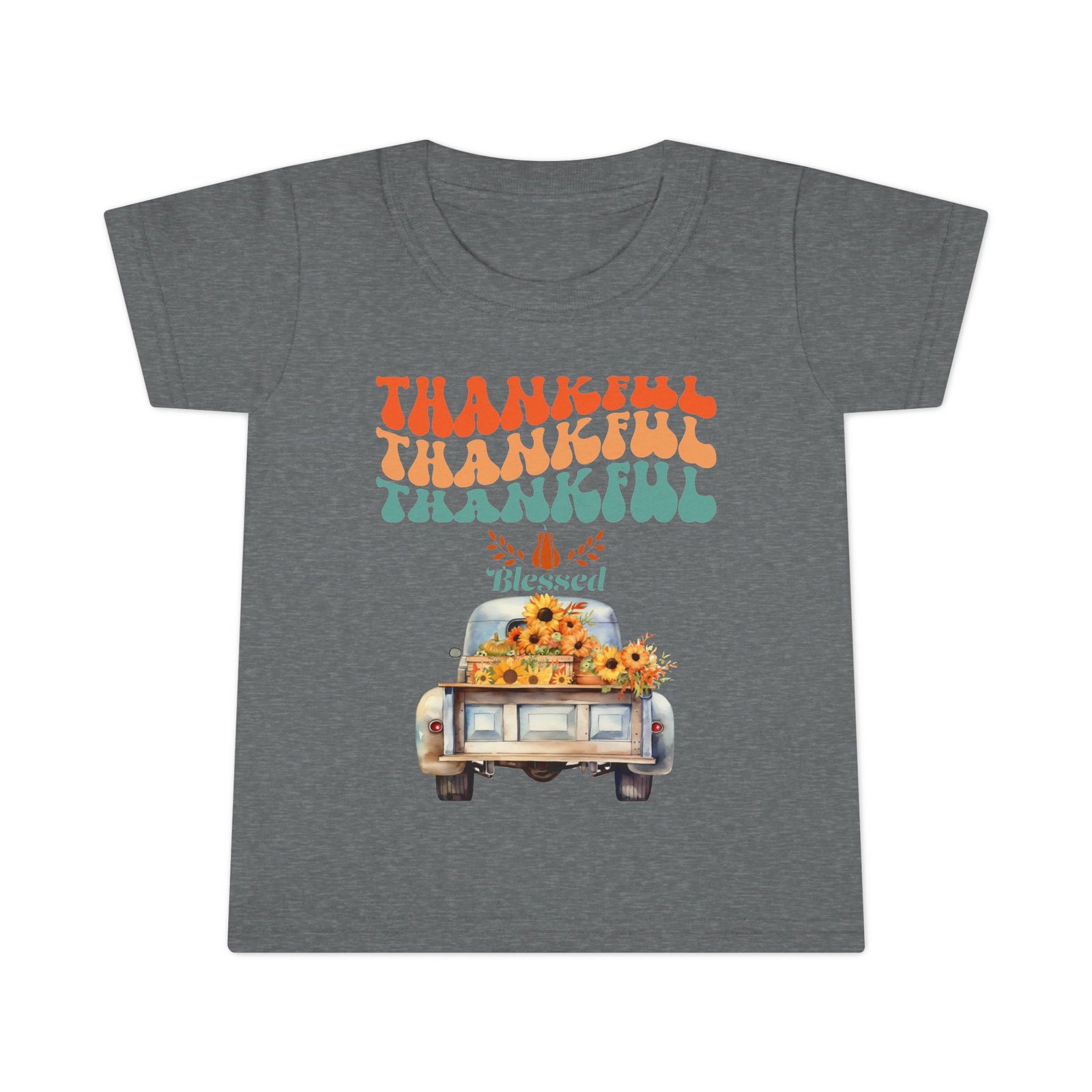 toddler t shirt thankful vintage car design, cute autumn apparel, fall celebration shirt, kids gratitude tee, gifts for thanksgiving