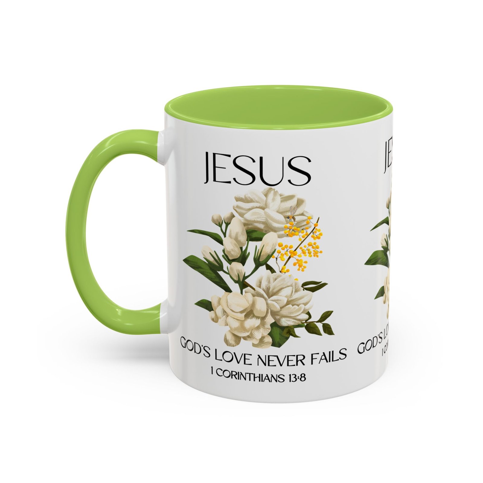 inspirational floral coffee mug 11/15 oz god's love design, christian gift, home decor, mug for faith, coffee lovers