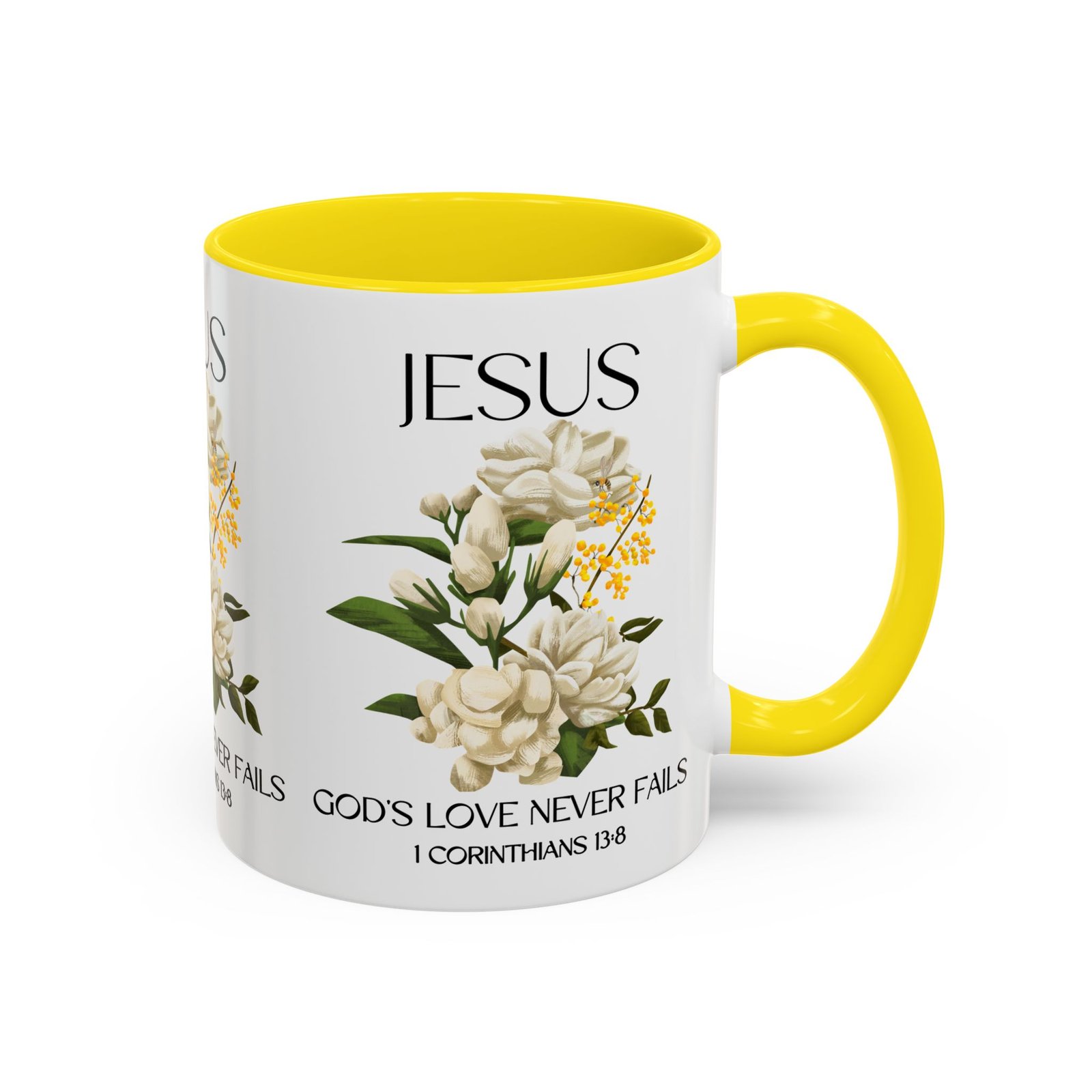inspirational floral coffee mug 11/15 oz god's love design, christian gift, home decor, mug for faith, coffee lovers