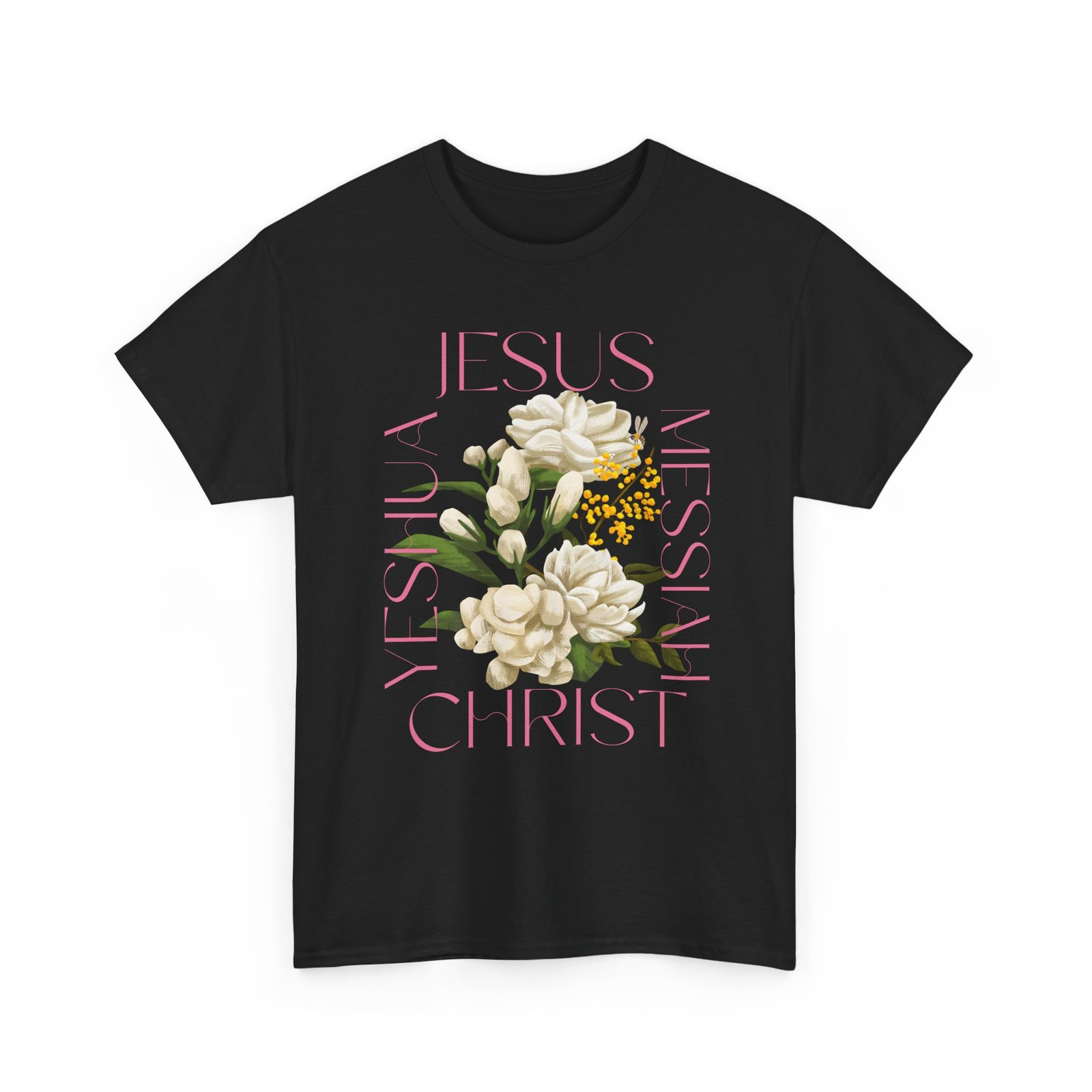 Floral "Jesus Name Design" Heavy Cotton Tee-Unisex T-Shirt-Inspirational Clothing - Image 7