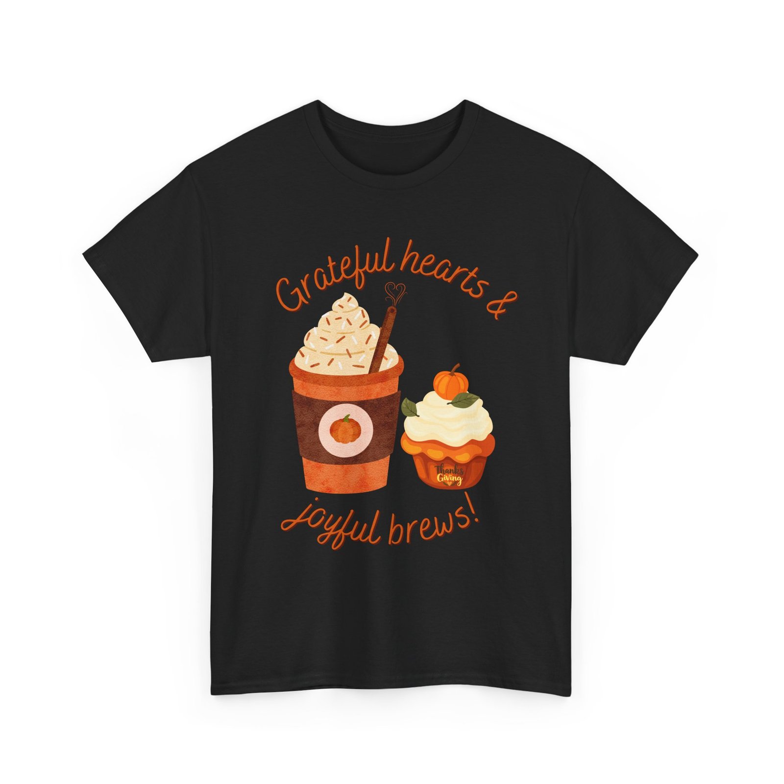 happy thanksgiving grateful hearts & joyful brews tee, unisex cotton shirt, coffee lovers gift, casual wear, cute tee for celebrations, fall fashion