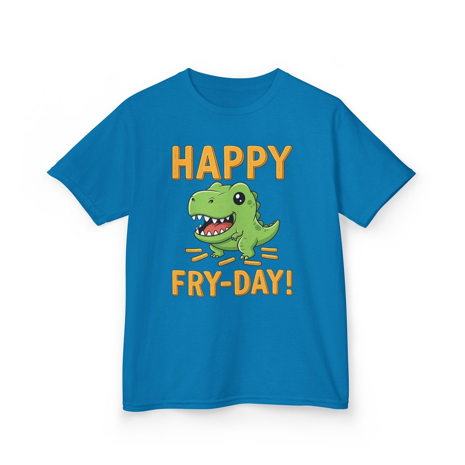 happy fry day kids tee, fun dinosaur t shirt, kids cotton shirt, birthday gift, everyday wear, summer fun, playful tee