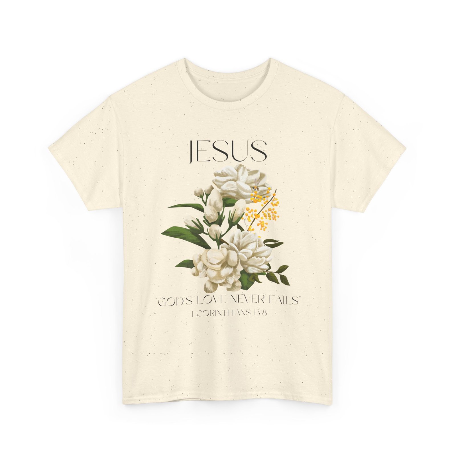 jesus god's love never fails unisex heavy cotton tee
