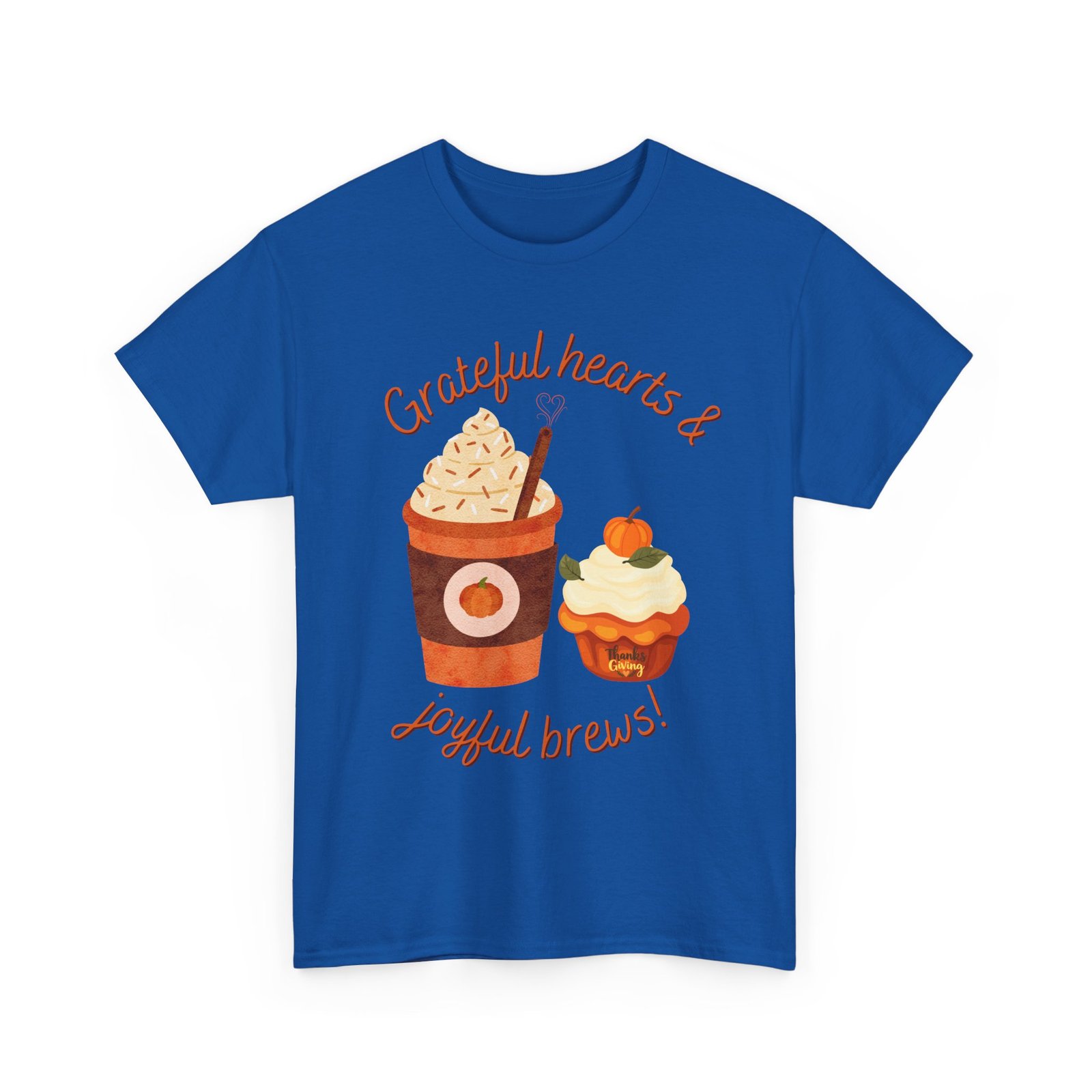 happy thanksgiving grateful hearts & joyful brews tee, unisex cotton shirt, coffee lovers gift, casual wear, cute tee for celebrations, fall fashion