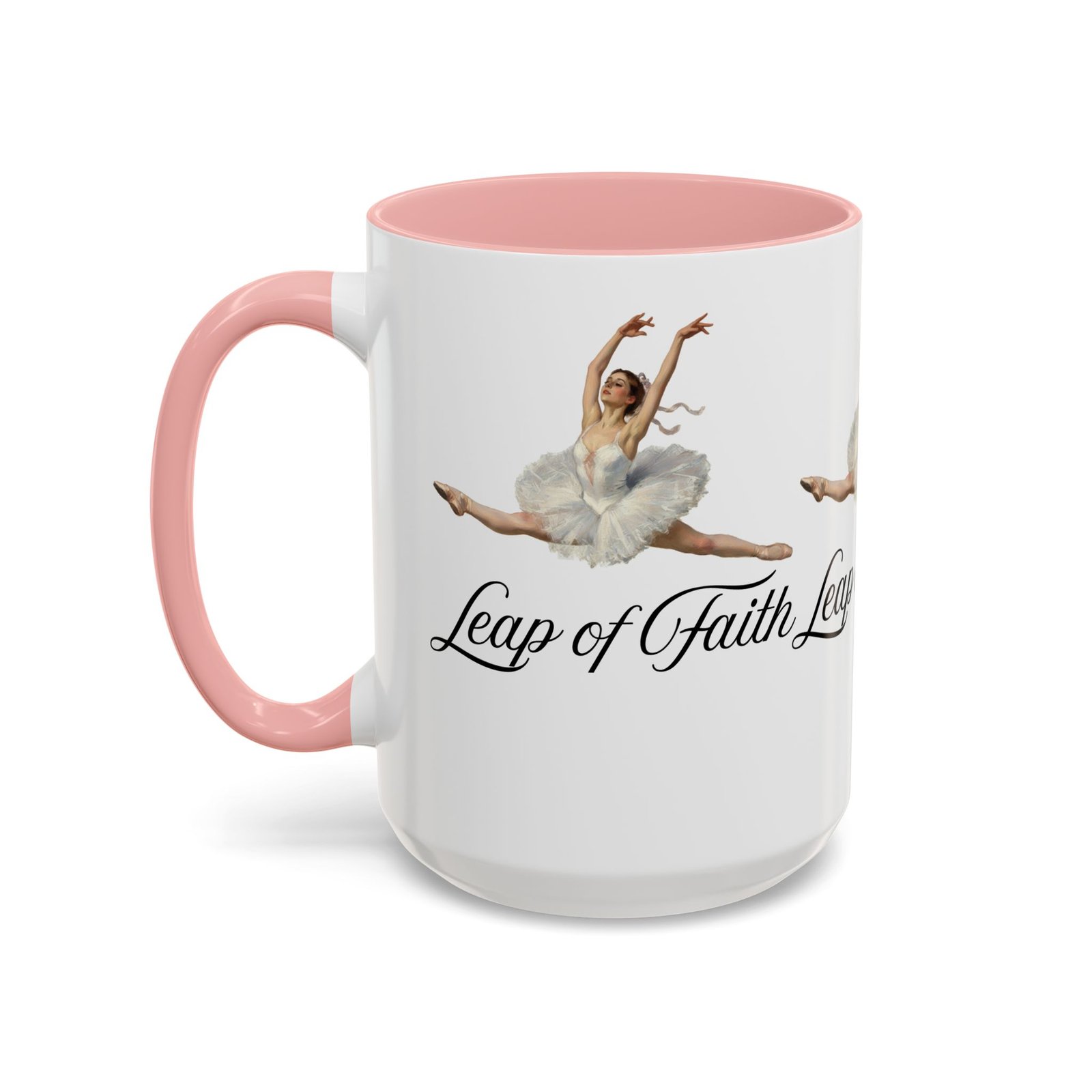 ballet themed coffee mug 15 oz : leap of faith, perfect gift for dancers, inspirational cup for performers, motivational decor, dance lover's mug