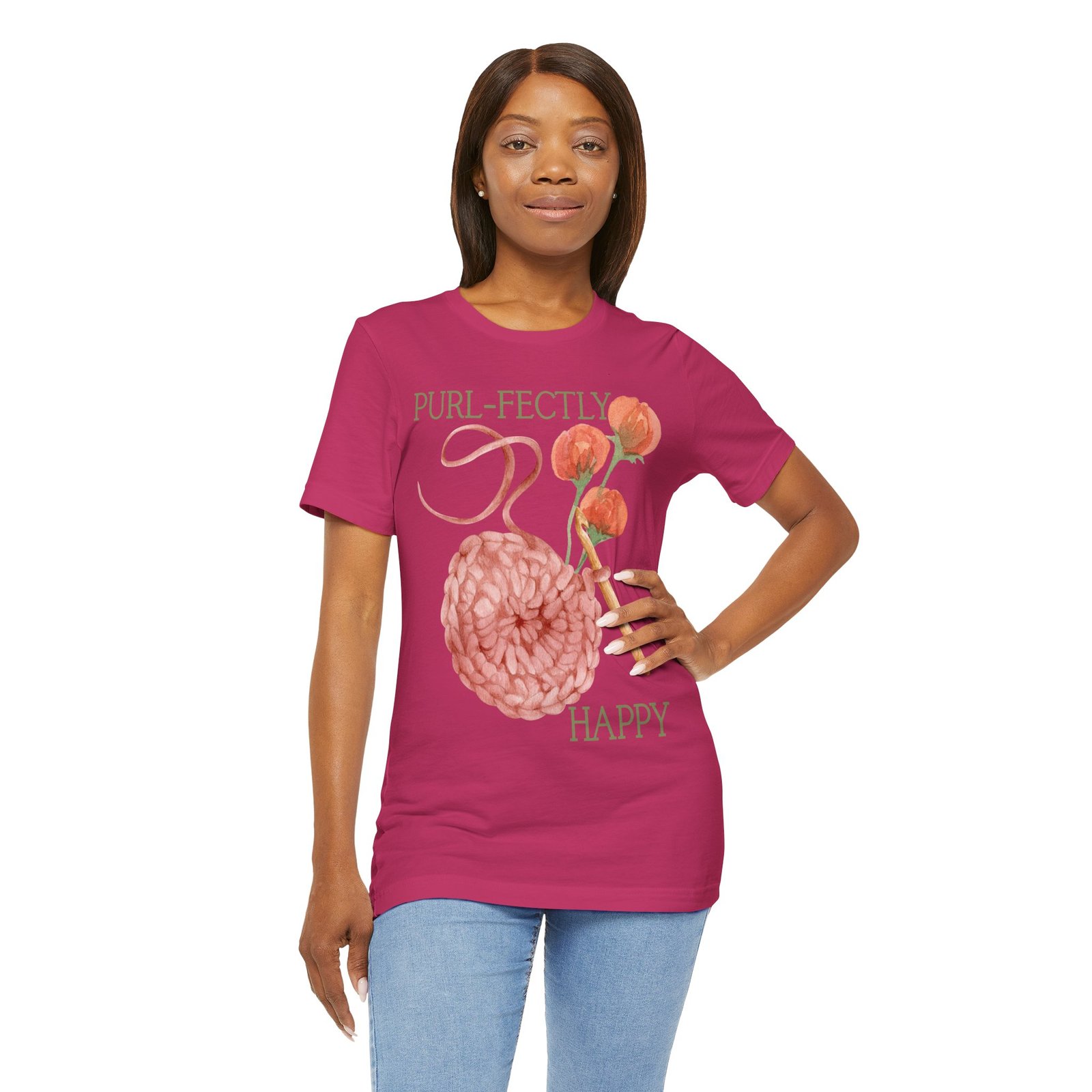 Purl-fectly Happy Crafting Joy Tee -Unisex Short Sleeve Shirt - Image 81