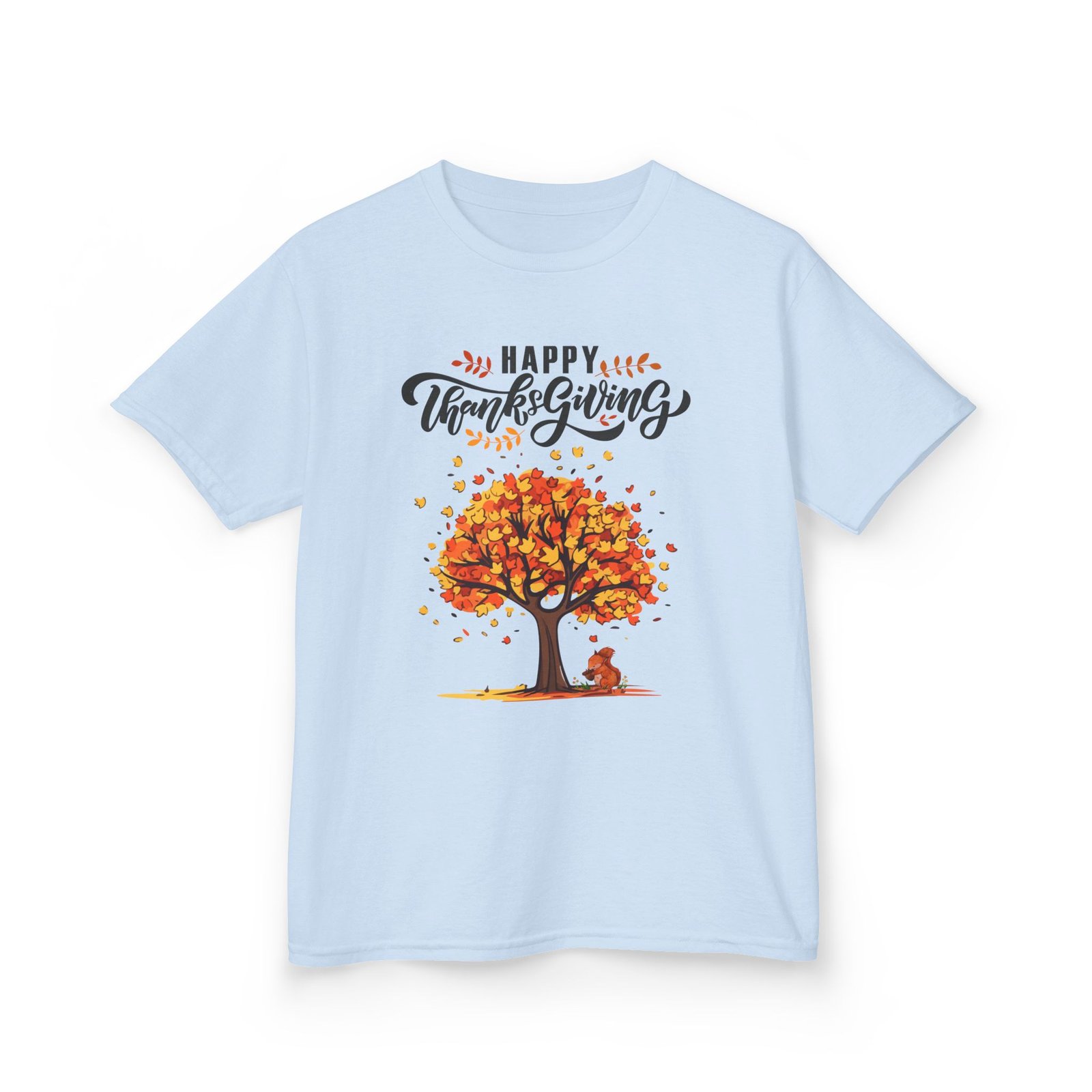 happy thanksgiving kids tee, fall t shirt, autumn apparel, festive gift, holiday outfit, tree and leaves design