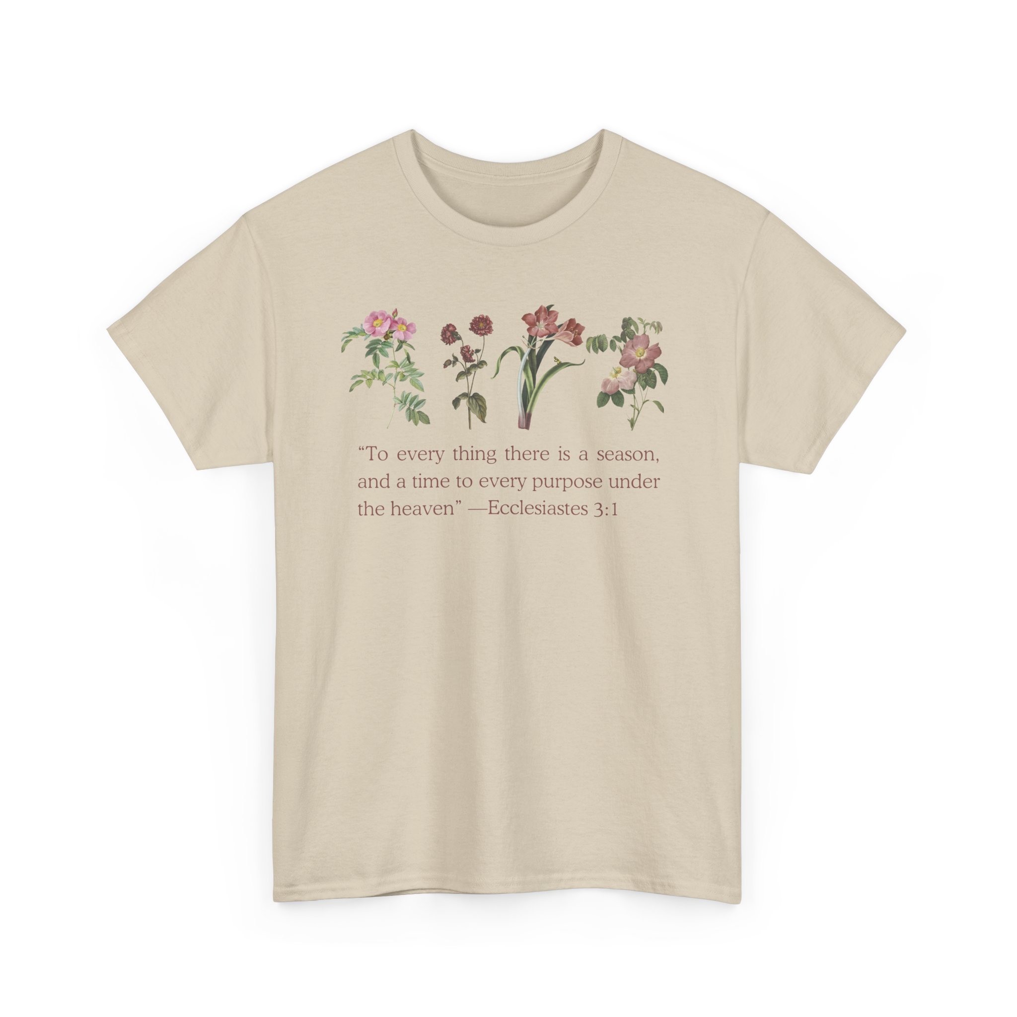 christian biblical inspirational floral quote tee, nature lover gift, eco friendly fashion, casual everyday wear