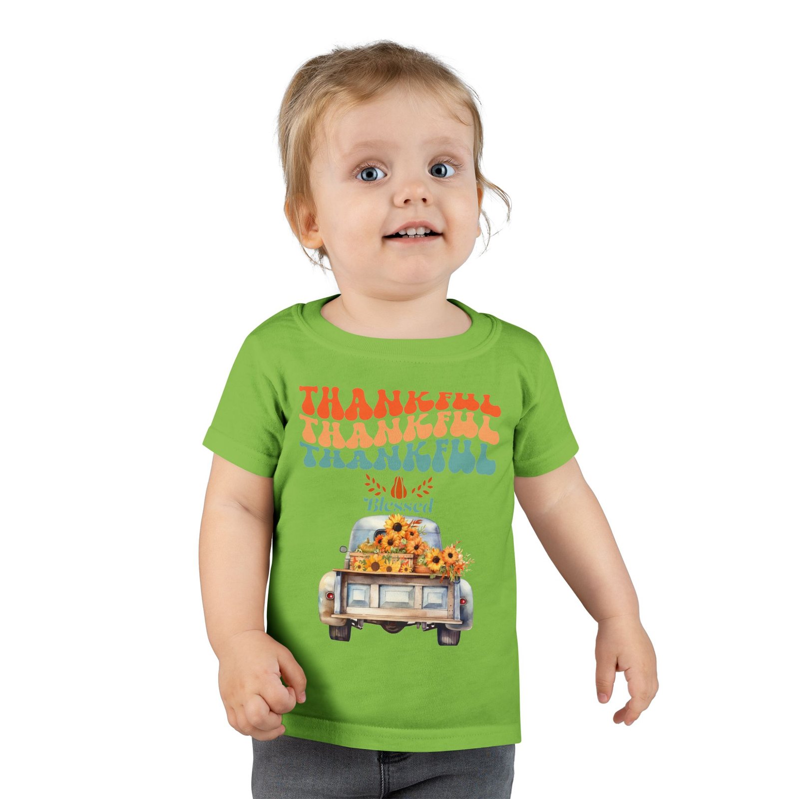 toddler t shirt thankful vintage car design, cute autumn apparel, fall celebration shirt, kids gratitude tee, gifts for thanksgiving