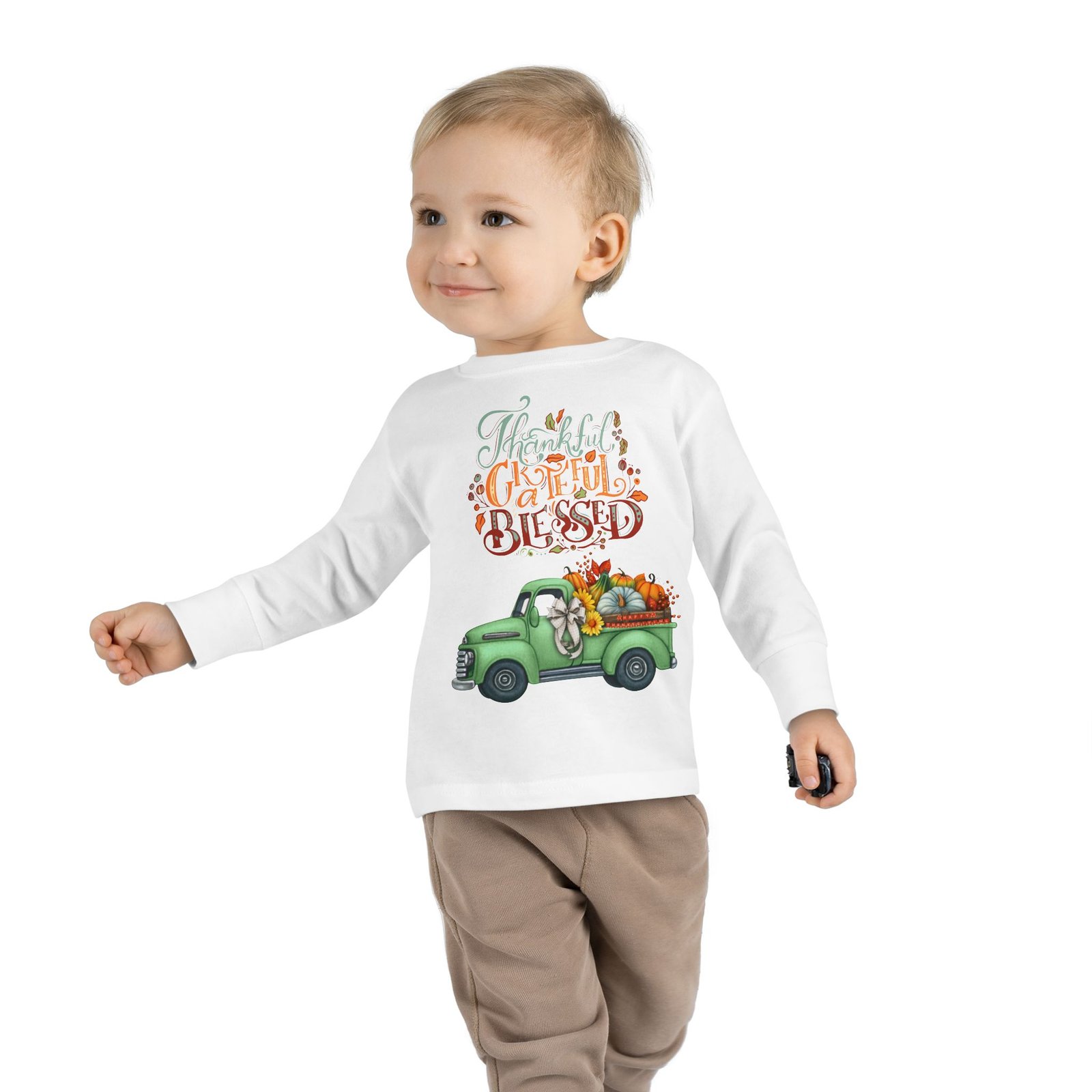 toddler long sleeve tee "grateful & blessed" fall vibes t shirt, kids autumn tee, thanksgiving outfit, cute toddler gift, seasonal shirt