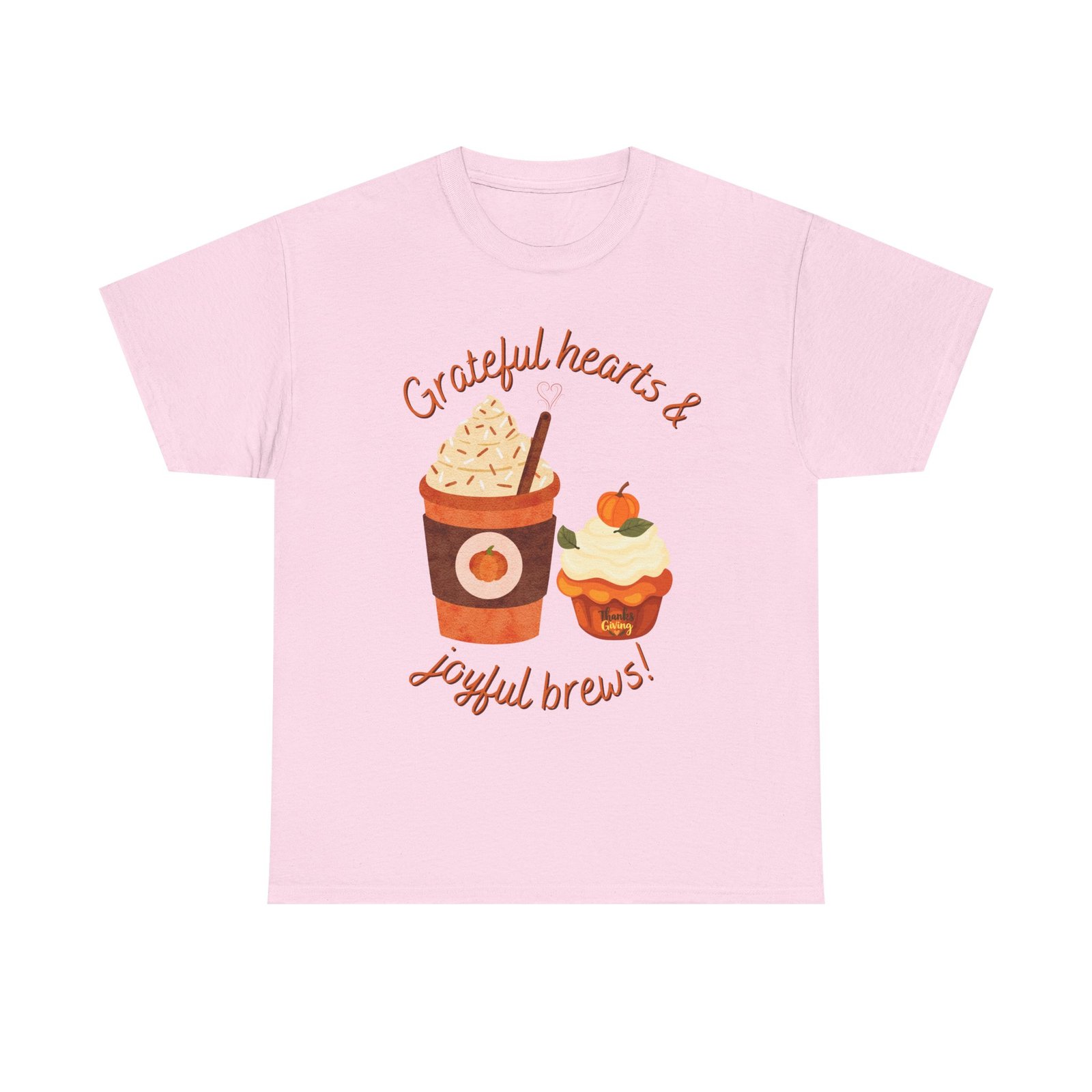happy thanksgiving grateful hearts & joyful brews tee, unisex cotton shirt, coffee lovers gift, casual wear, cute tee for celebrations, fall fashion