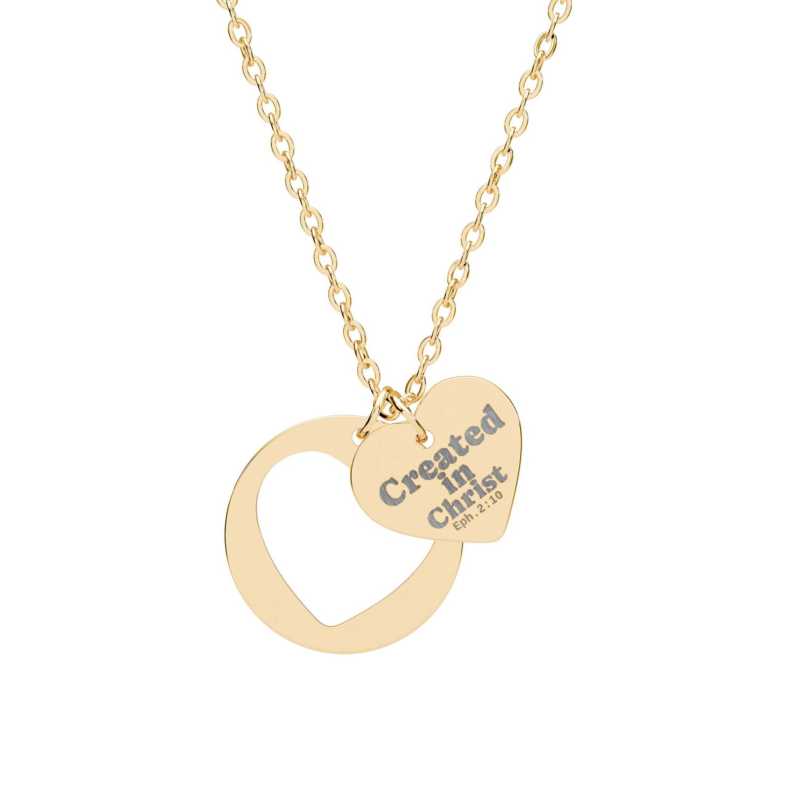 Created in Christ Ephesians 2:10 Personalized Heart Cutout Necklace - Image 3