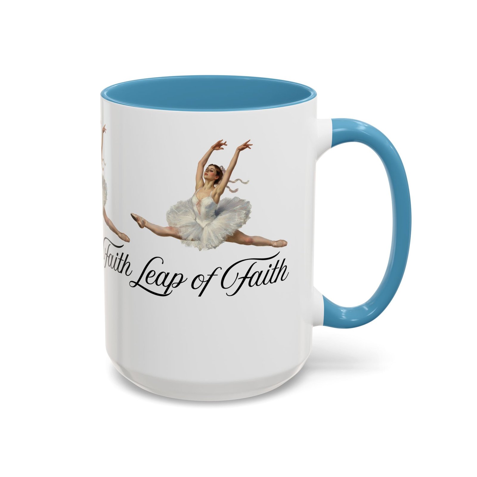 ballet themed coffee mug 15 oz : leap of faith, perfect gift for dancers, inspirational cup for performers, motivational decor, dance lover's mug