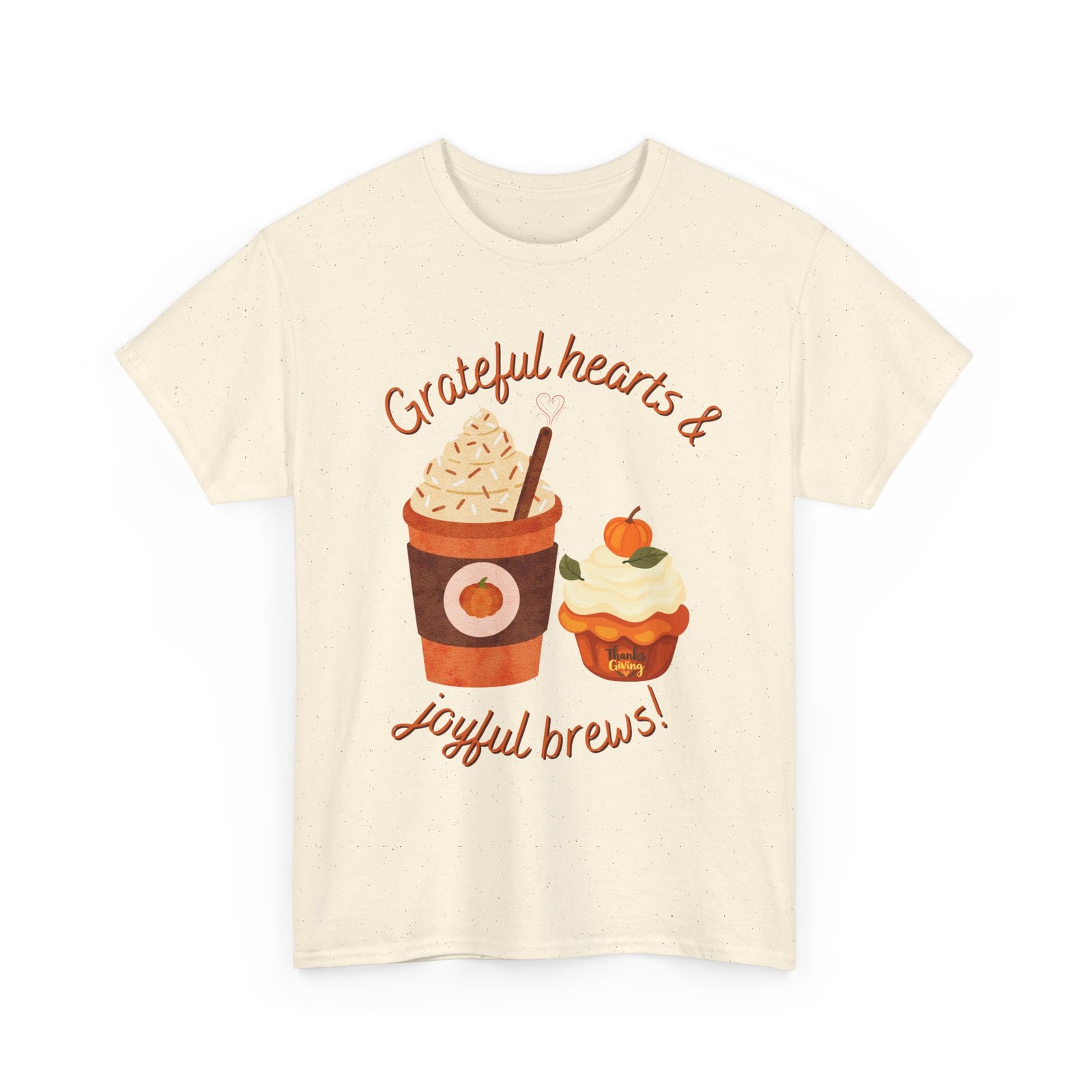 happy thanksgiving grateful hearts & joyful brews tee, unisex cotton shirt, coffee lovers gift, casual wear, cute tee for celebrations, fall fashion