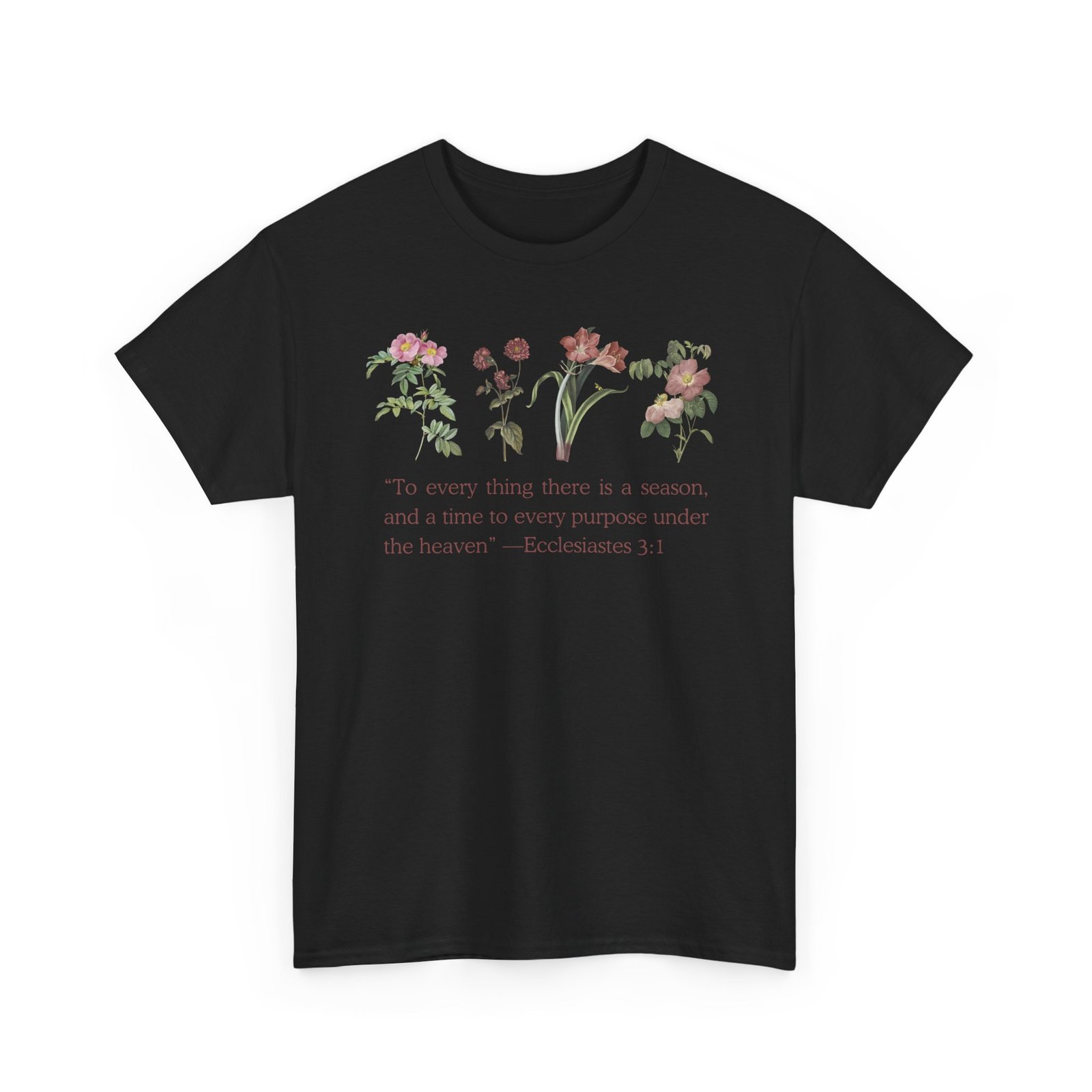 christian biblical inspirational floral quote tee, nature lover gift, eco friendly fashion, casual everyday wear