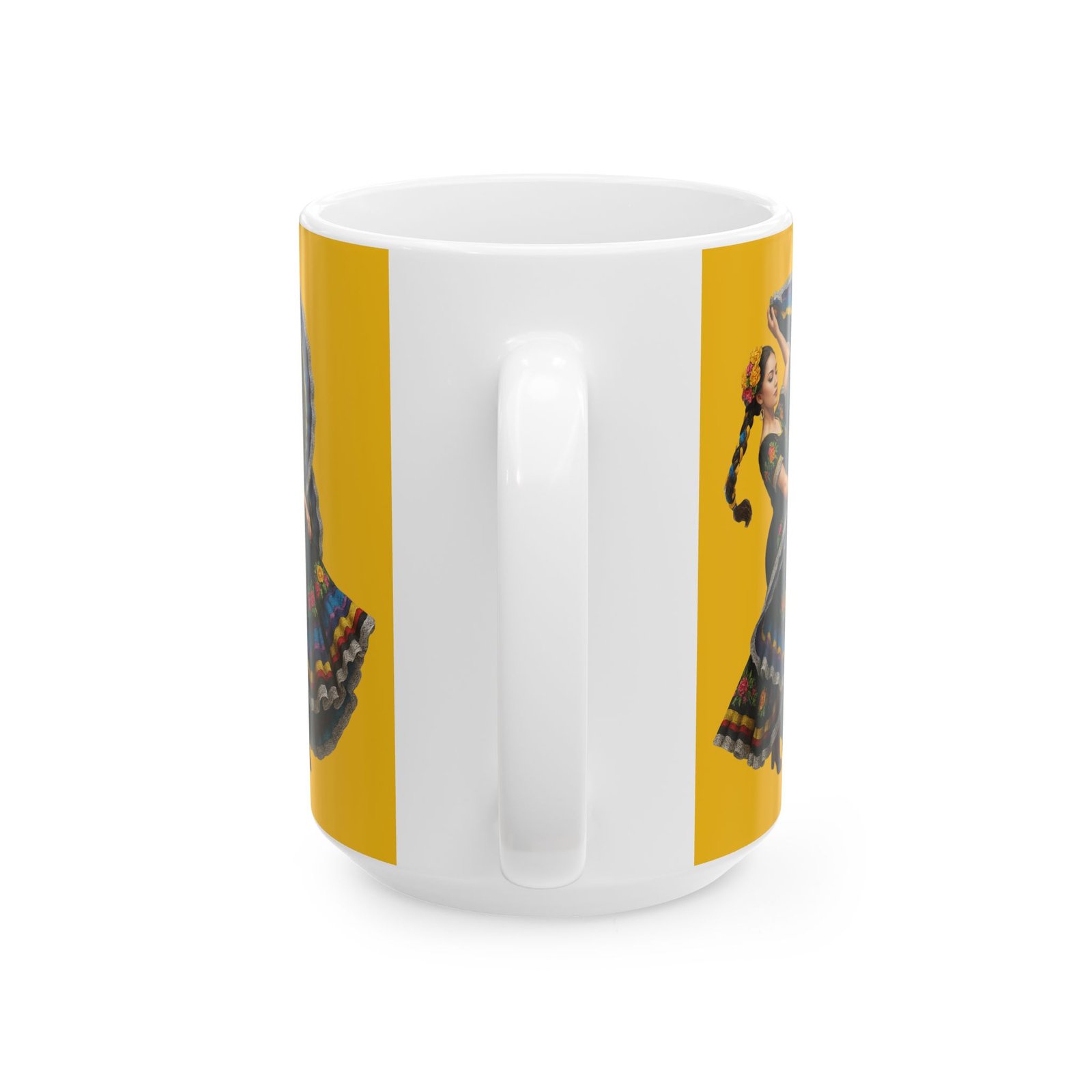 folklórico dancer ceramic mug 15 oz | colorful coffee cup, gift for dance lovers, bright kitchen decor, unique drinkware, artistic ceramic mug