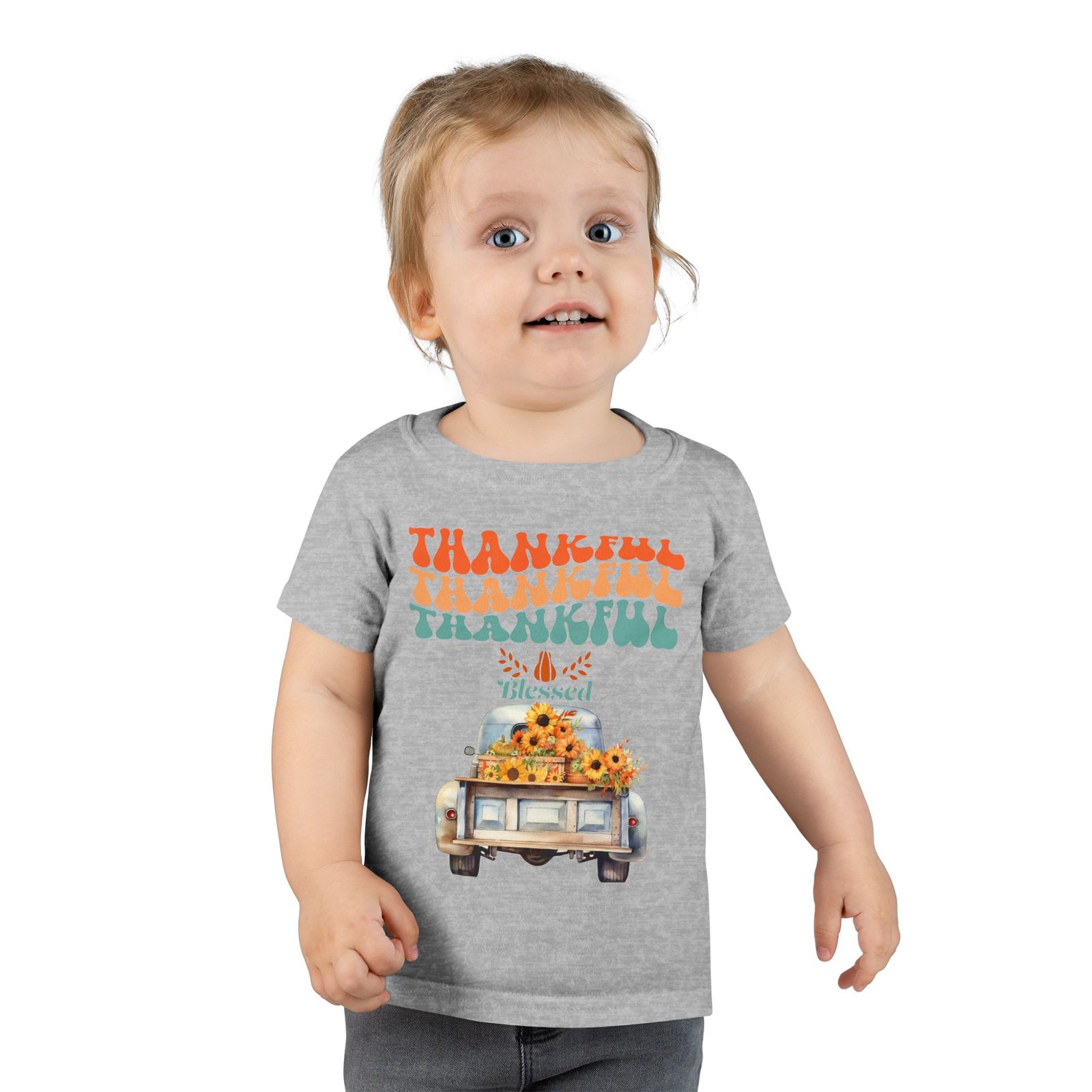 toddler t shirt thankful vintage car design, cute autumn apparel, fall celebration shirt, kids gratitude tee, gifts for thanksgiving