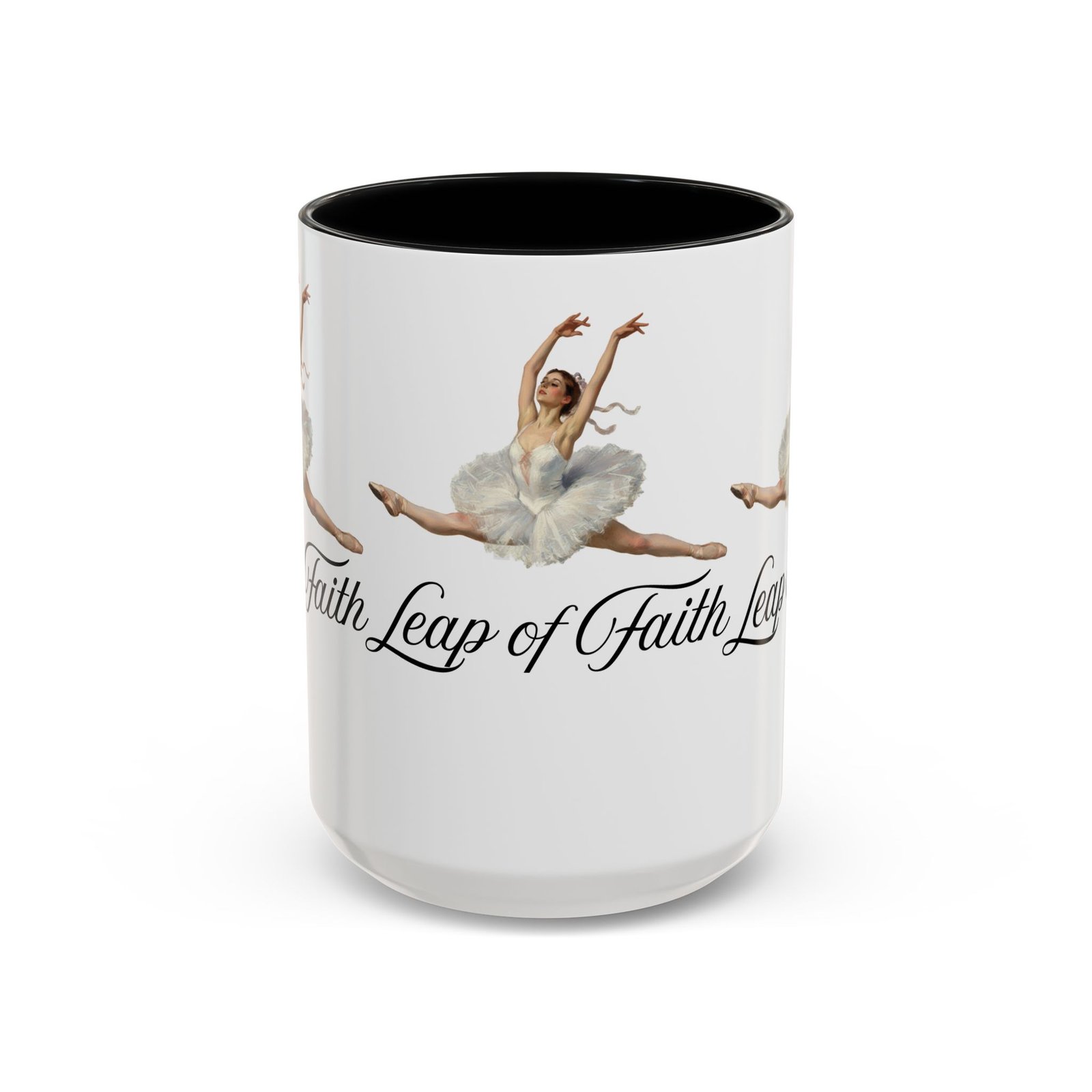 ballet themed coffee mug 15 oz : leap of faith, perfect gift for dancers, inspirational cup for performers, motivational decor, dance lover's mug