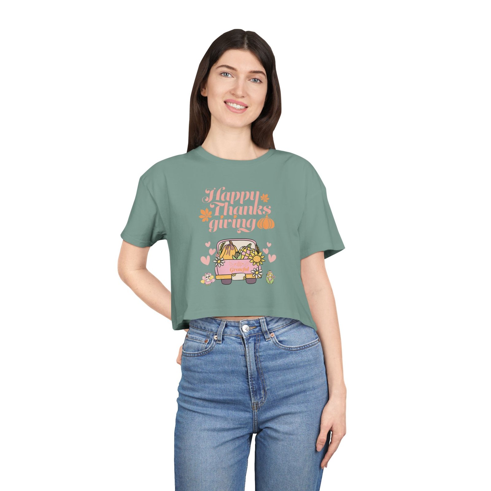 thanksgiving women's crop tee, casual t shirt, fall fashion, thanksgiving gift, cute thanksgiving apparel