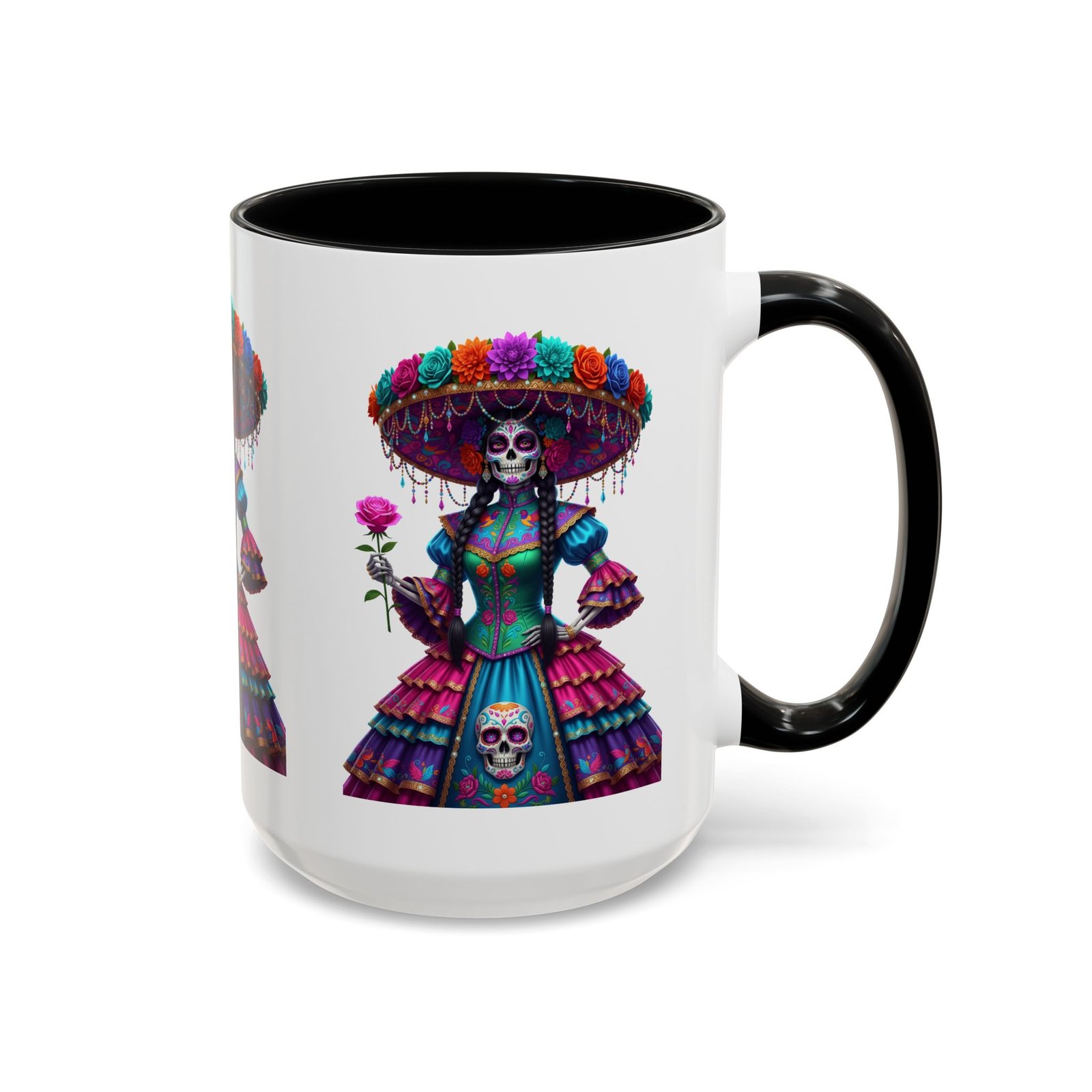 la catrina elegante – día de los muertos inspired artwork, caffeine lover gift, halloween decor, artful drinkware