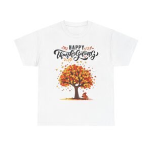 happy thanksgiving tree unisex tee, autumn shirt, holiday apparel, fall fashion, seasonal gift