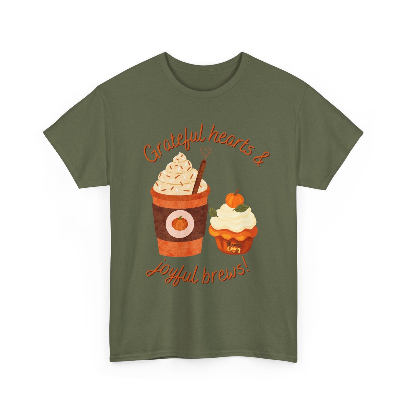 happy thanksgiving grateful hearts & joyful brews tee, unisex cotton shirt, coffee lovers gift, casual wear, cute tee for celebrations, fall fashion