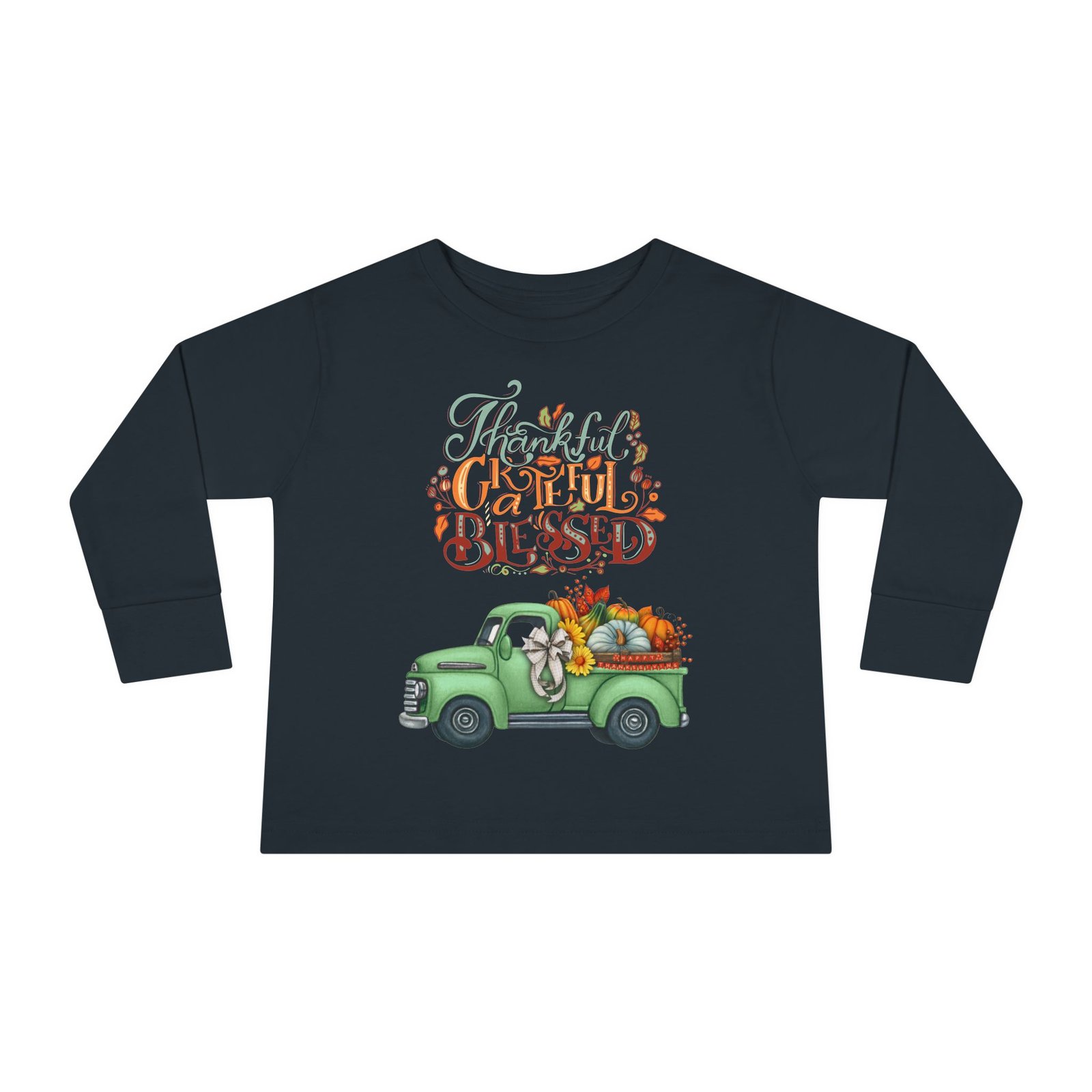 toddler long sleeve tee "grateful & blessed" fall vibes t shirt, kids autumn tee, thanksgiving outfit, cute toddler gift, seasonal shirt
