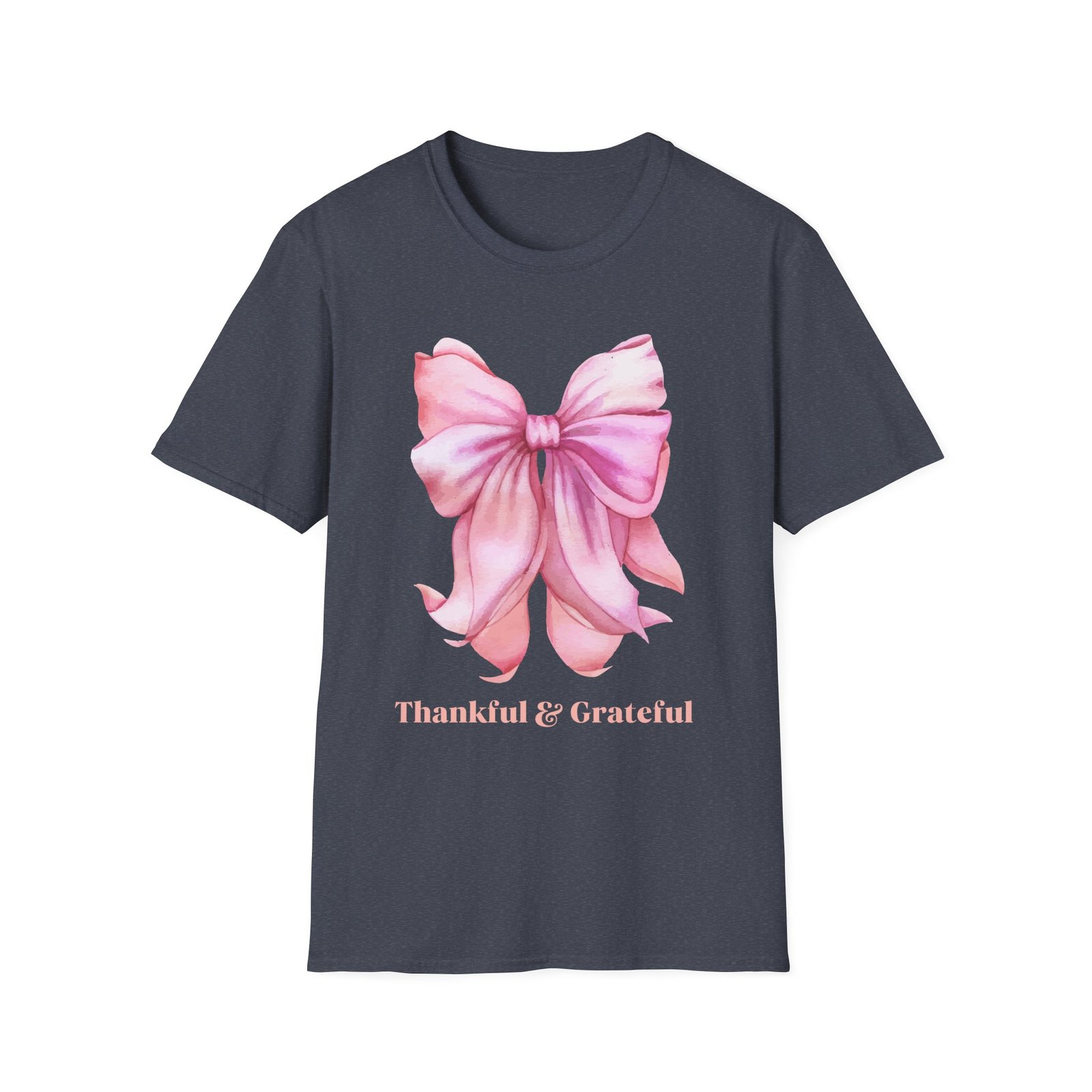 thankful & grateful bow t shirt, unisex softstyle tee, thanksgiving gift, fall apparel, cute casual wear, gratitude shirt