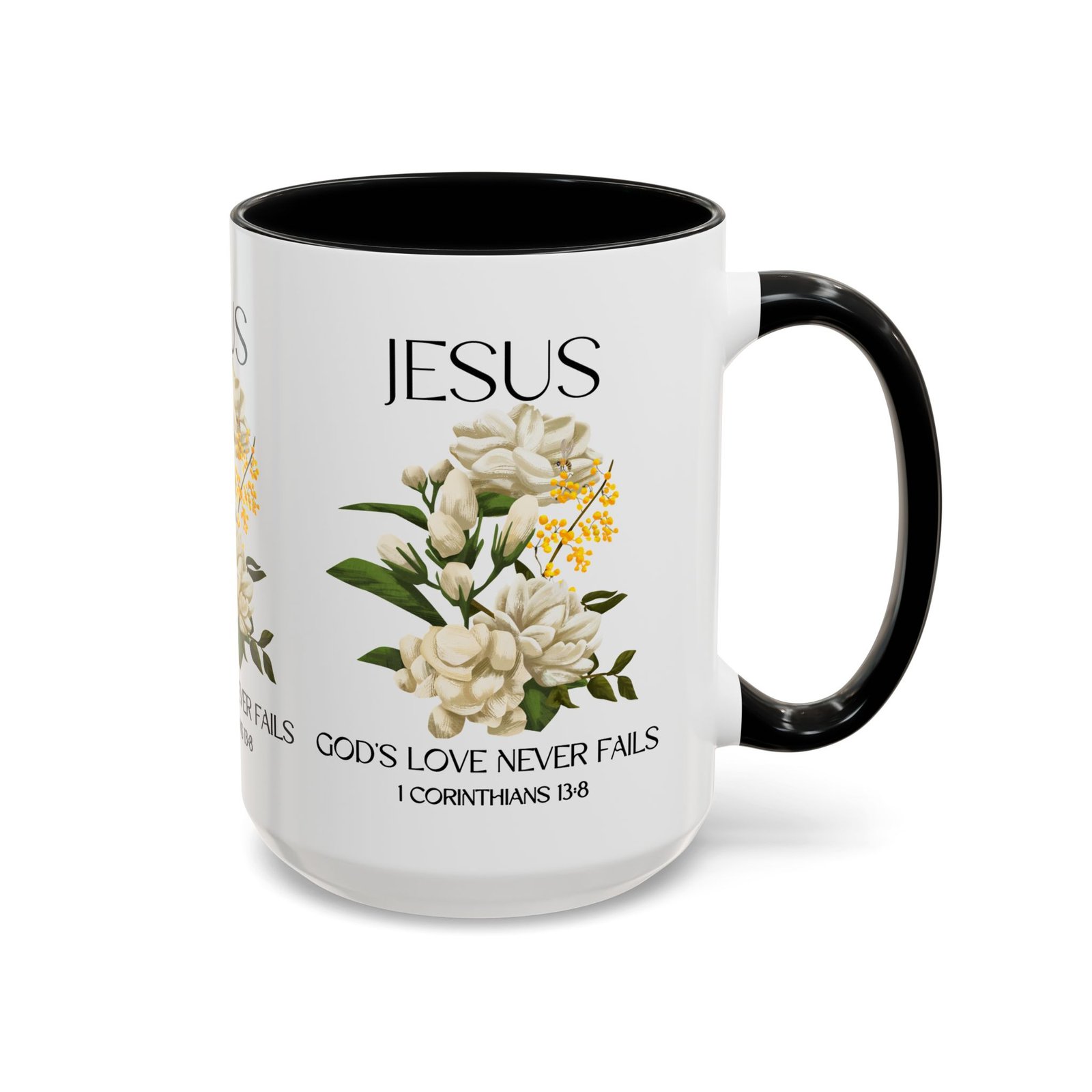 inspirational floral coffee mug 11/15 oz god's love design, christian gift, home decor, mug for faith, coffee lovers