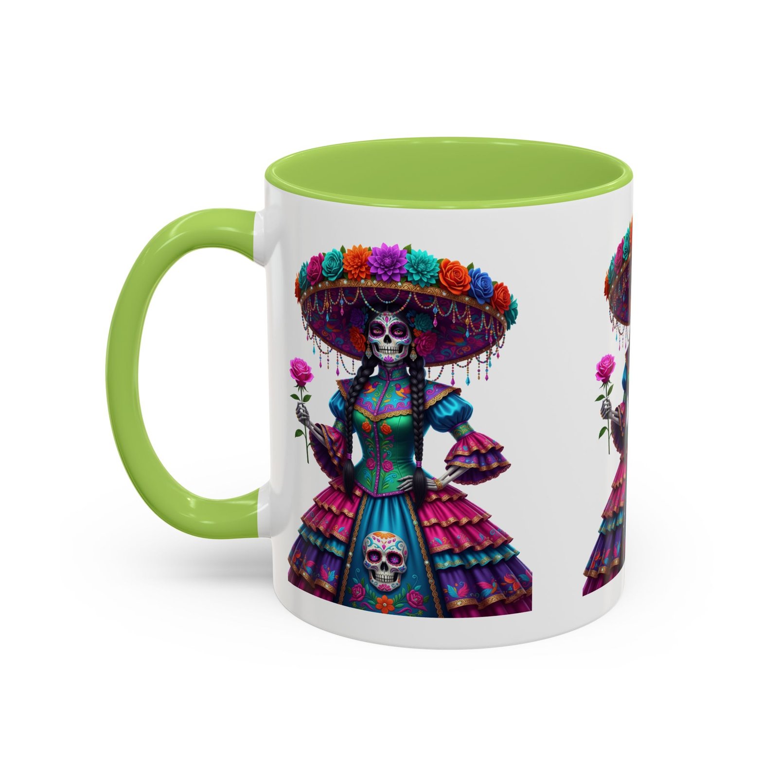 la catrina elegante – día de los muertos inspired artwork, caffeine lover gift, halloween decor, artful drinkware