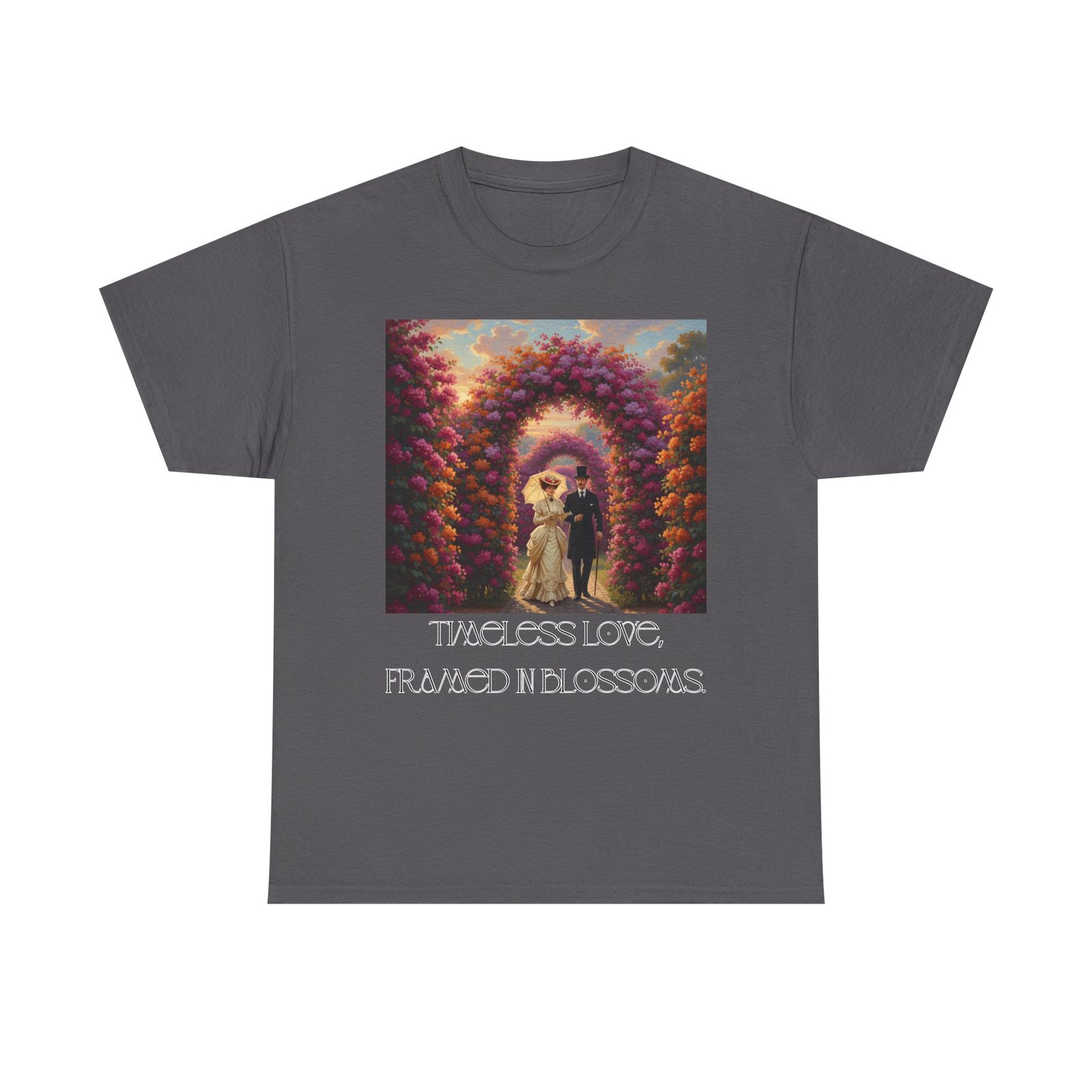 whimsical unisex heavy cotton tee, bohemian vintage shirt, relaxed fit graphic tee, spring flower t shirt, casual everyday wear