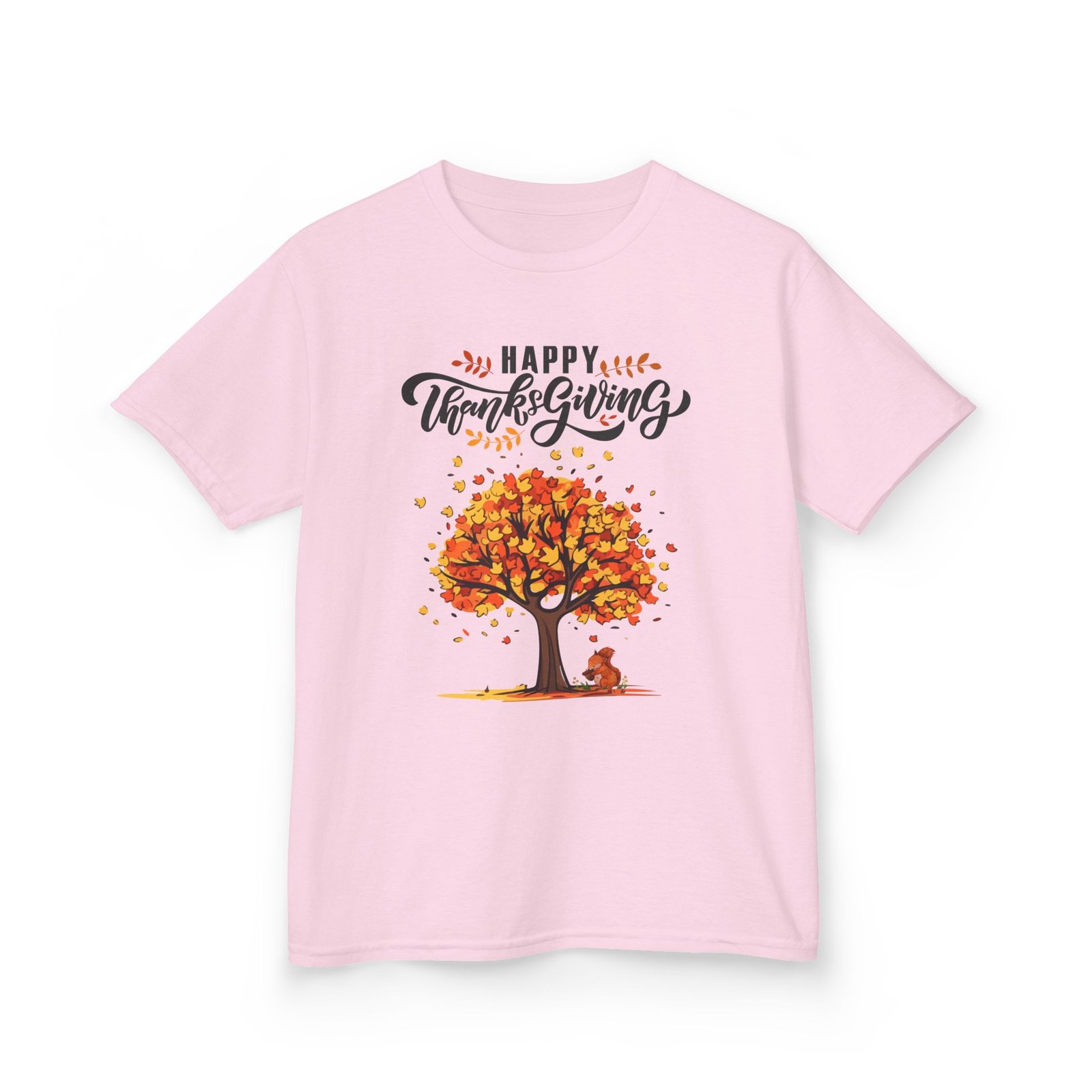 happy thanksgiving kids tee, fall t shirt, autumn apparel, festive gift, holiday outfit, tree and leaves design