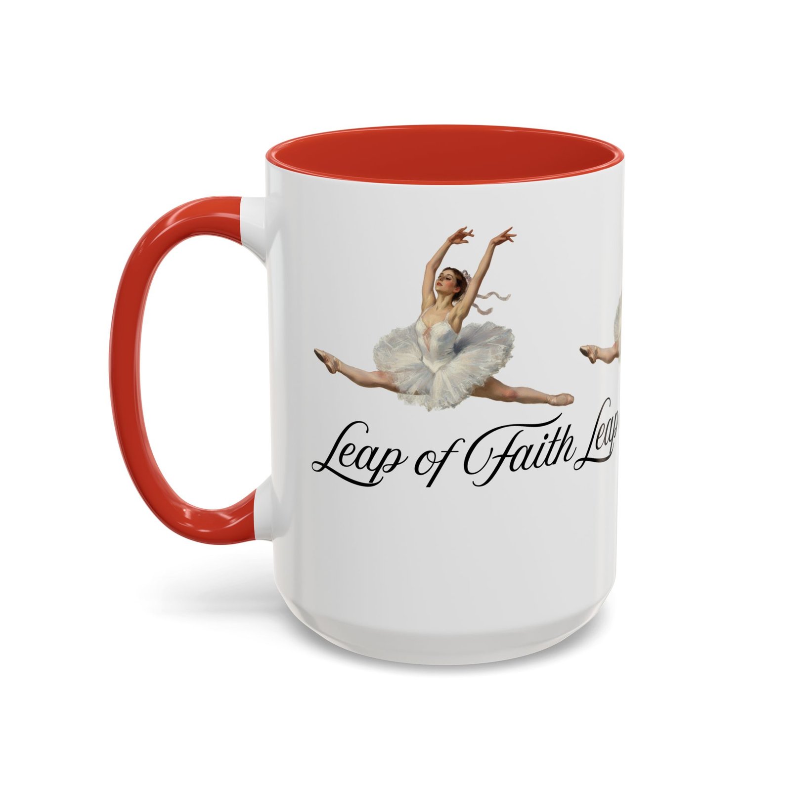 ballet themed coffee mug 15 oz : leap of faith, perfect gift for dancers, inspirational cup for performers, motivational decor, dance lover's mug