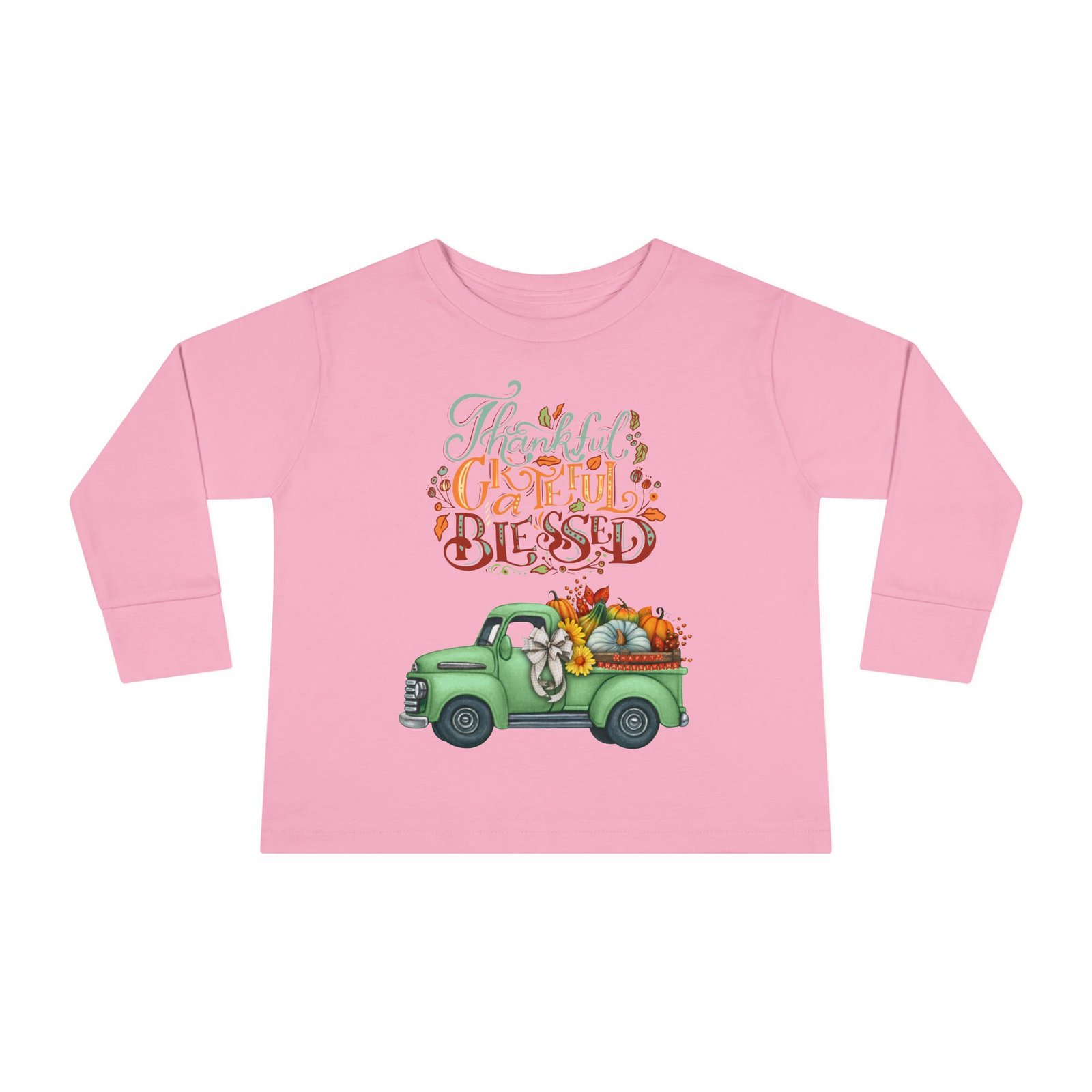 toddler long sleeve tee "grateful & blessed" fall vibes t shirt, kids autumn tee, thanksgiving outfit, cute toddler gift, seasonal shirt