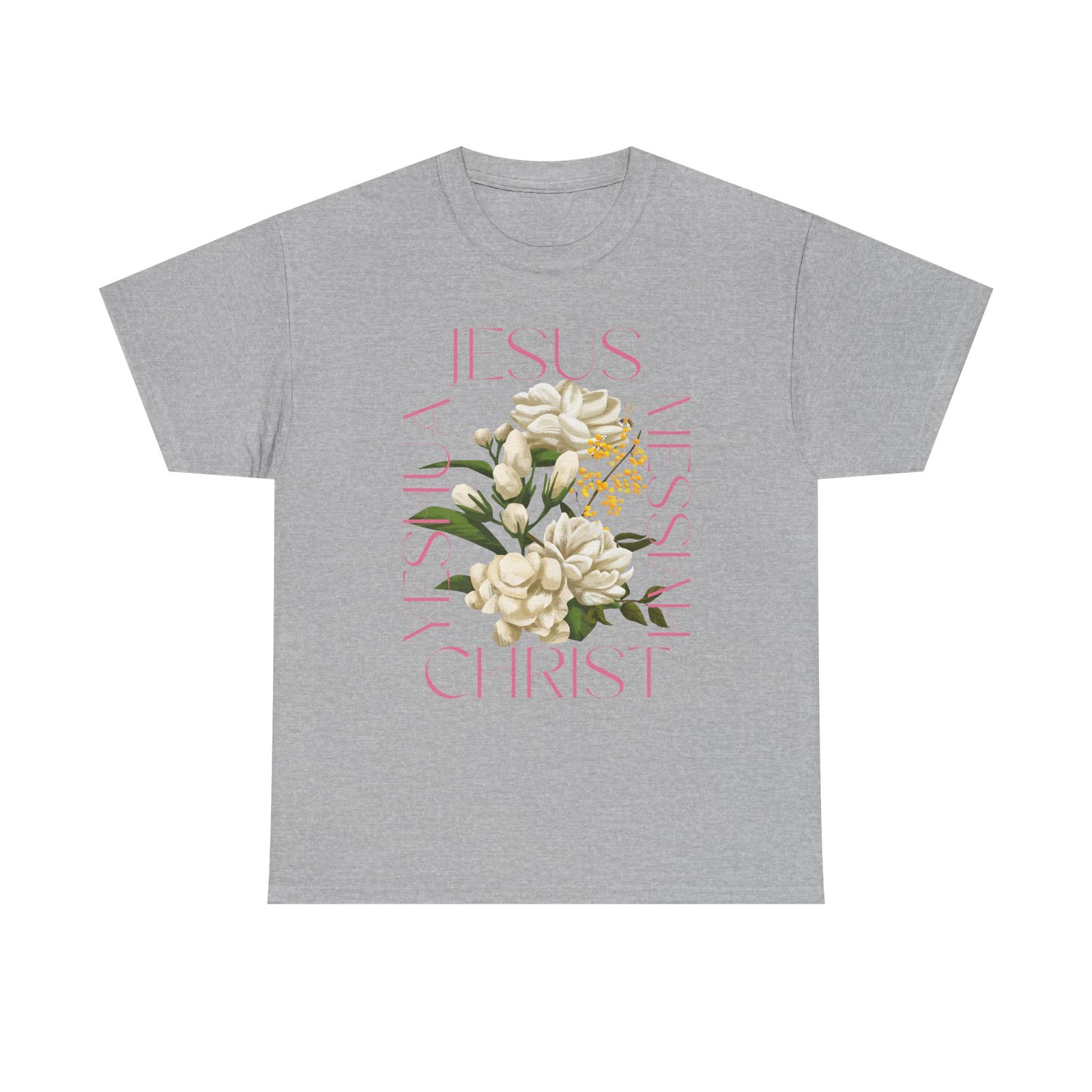 Floral "Jesus Name Design" Heavy Cotton Tee-Unisex T-Shirt-Inspirational Clothing - Image 13