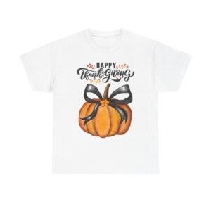 thanksgiving pumpkin tee, unisex heavy cotton t shirt, fall shirt, autumn fashion, gift for thanksgiving, seasonal apparel