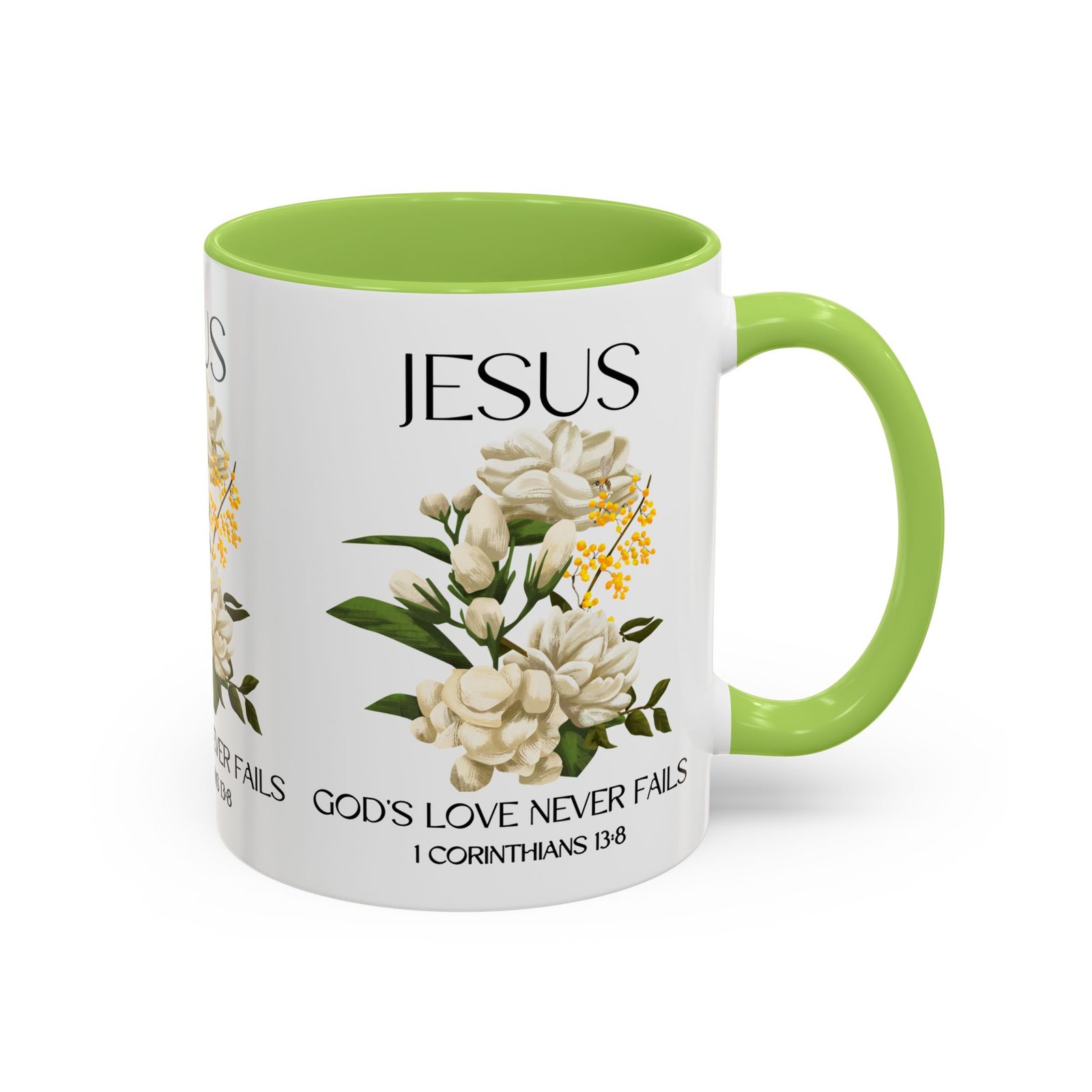inspirational floral coffee mug 11/15 oz god's love design, christian gift, home decor, mug for faith, coffee lovers