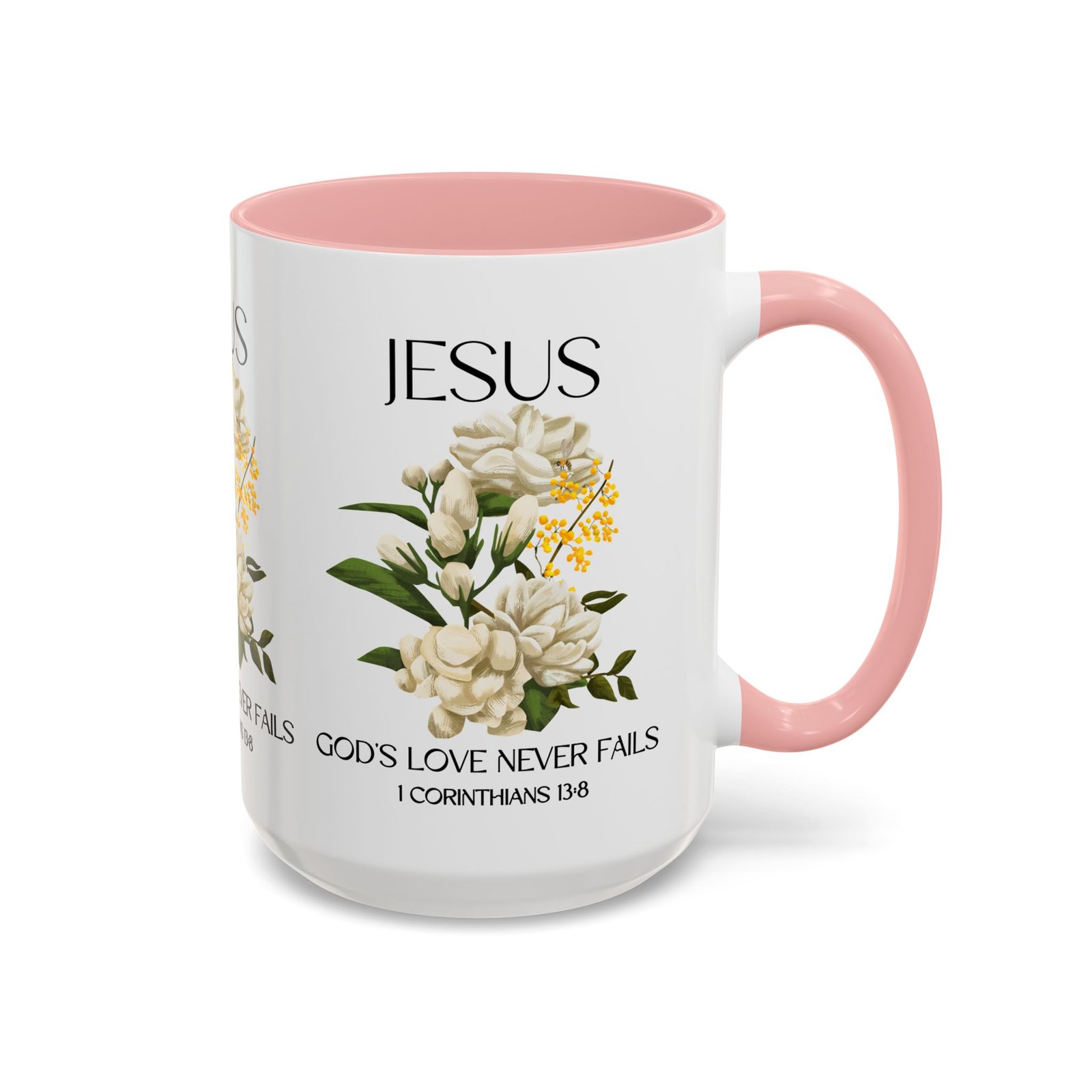 inspirational floral coffee mug 11/15 oz god's love design, christian gift, home decor, mug for faith, coffee lovers