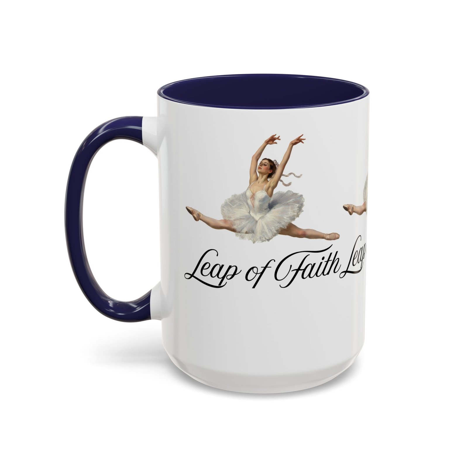 ballet themed coffee mug 15 oz : leap of faith, perfect gift for dancers, inspirational cup for performers, motivational decor, dance lover's mug