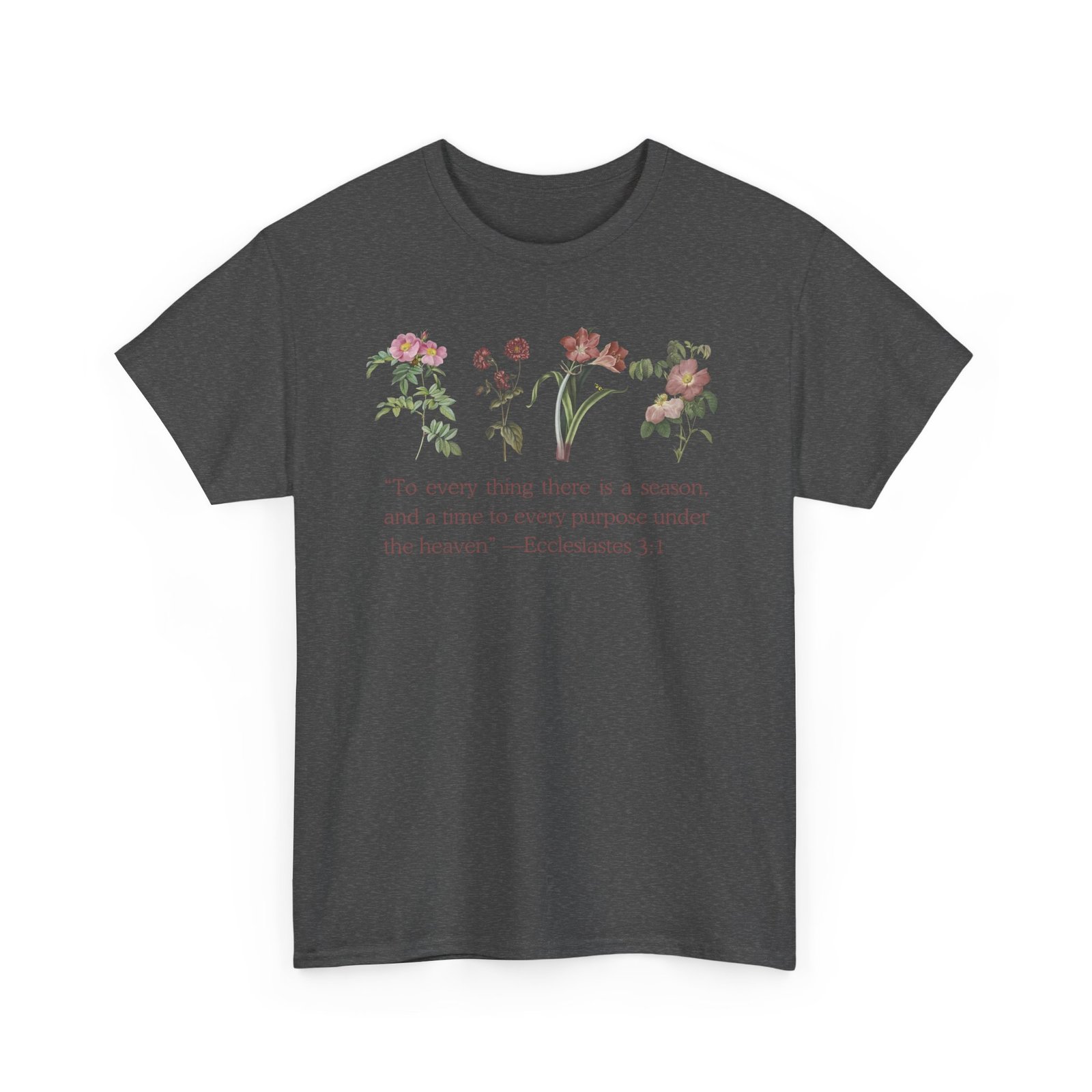christian biblical inspirational floral quote tee, nature lover gift, eco friendly fashion, casual everyday wear
