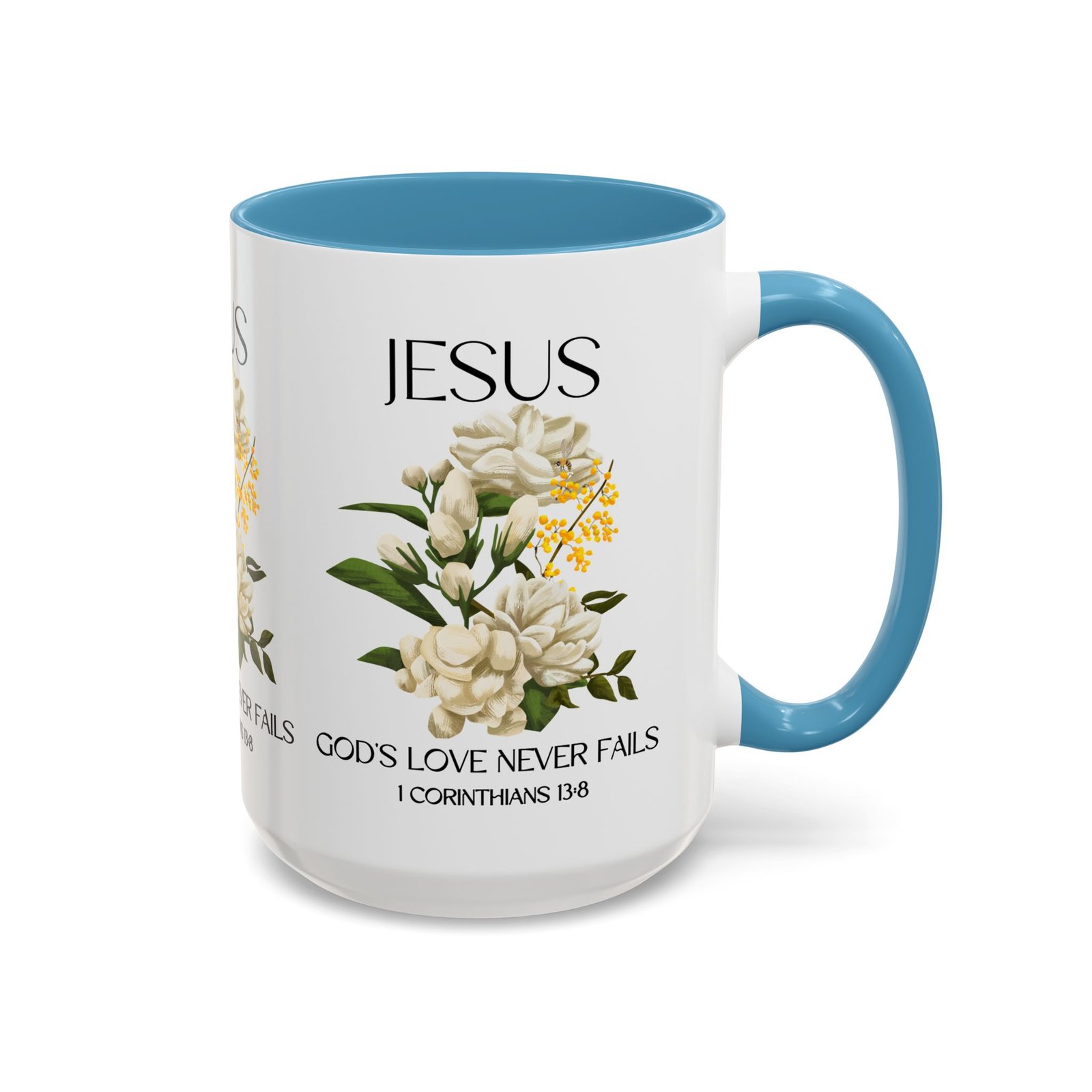 inspirational floral coffee mug 11/15 oz god's love design, christian gift, home decor, mug for faith, coffee lovers
