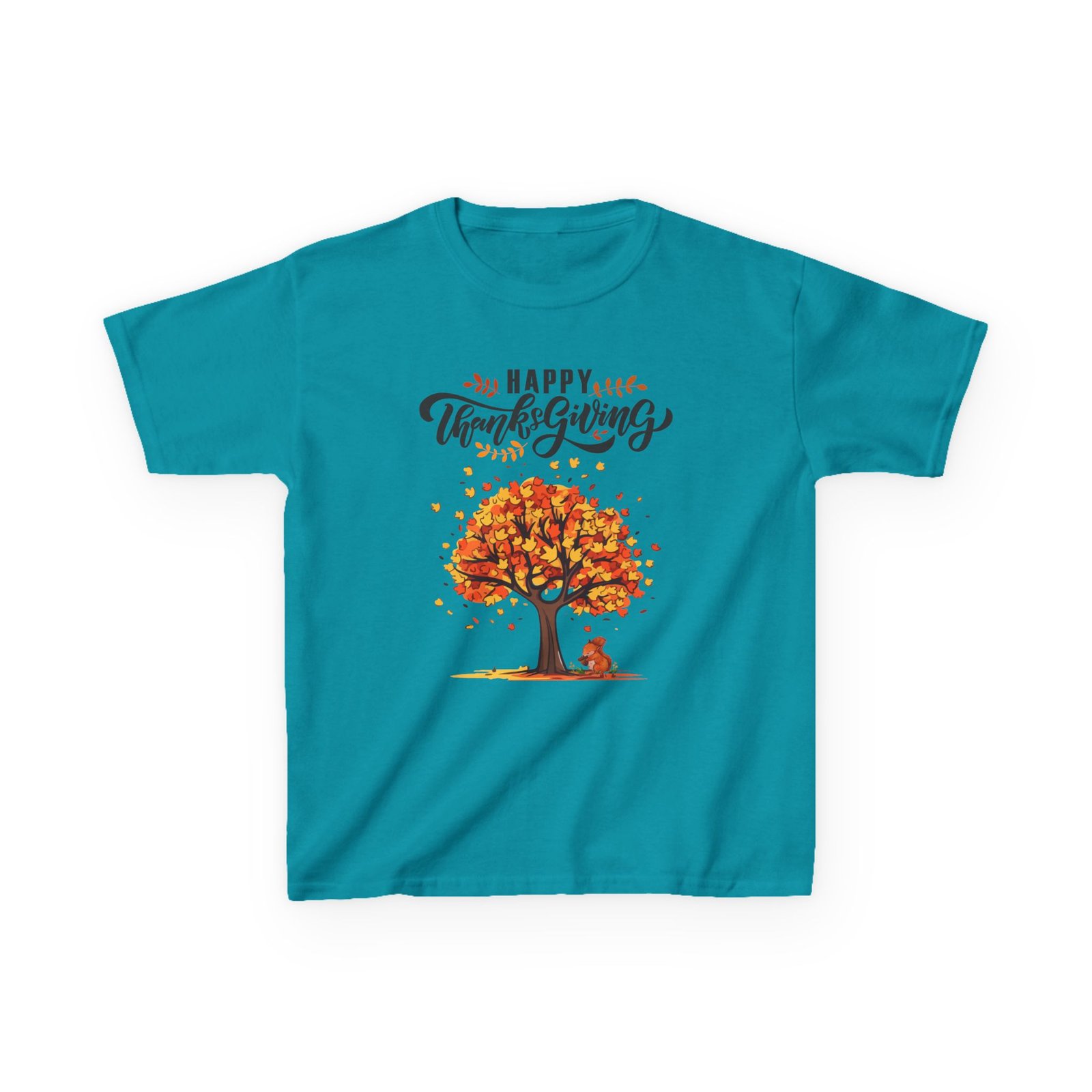 happy thanksgiving kids tee, fall t shirt, autumn apparel, festive gift, holiday outfit, tree and leaves design