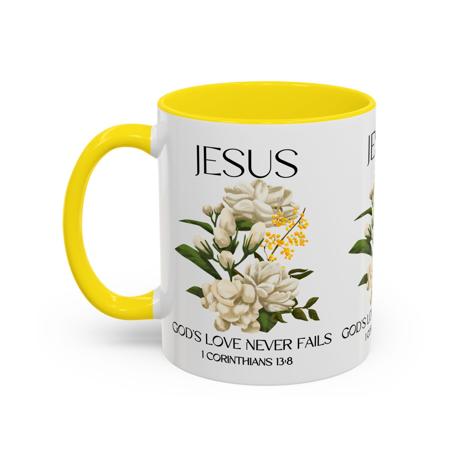 inspirational floral coffee mug 11/15 oz god's love design, christian gift, home decor, mug for faith, coffee lovers
