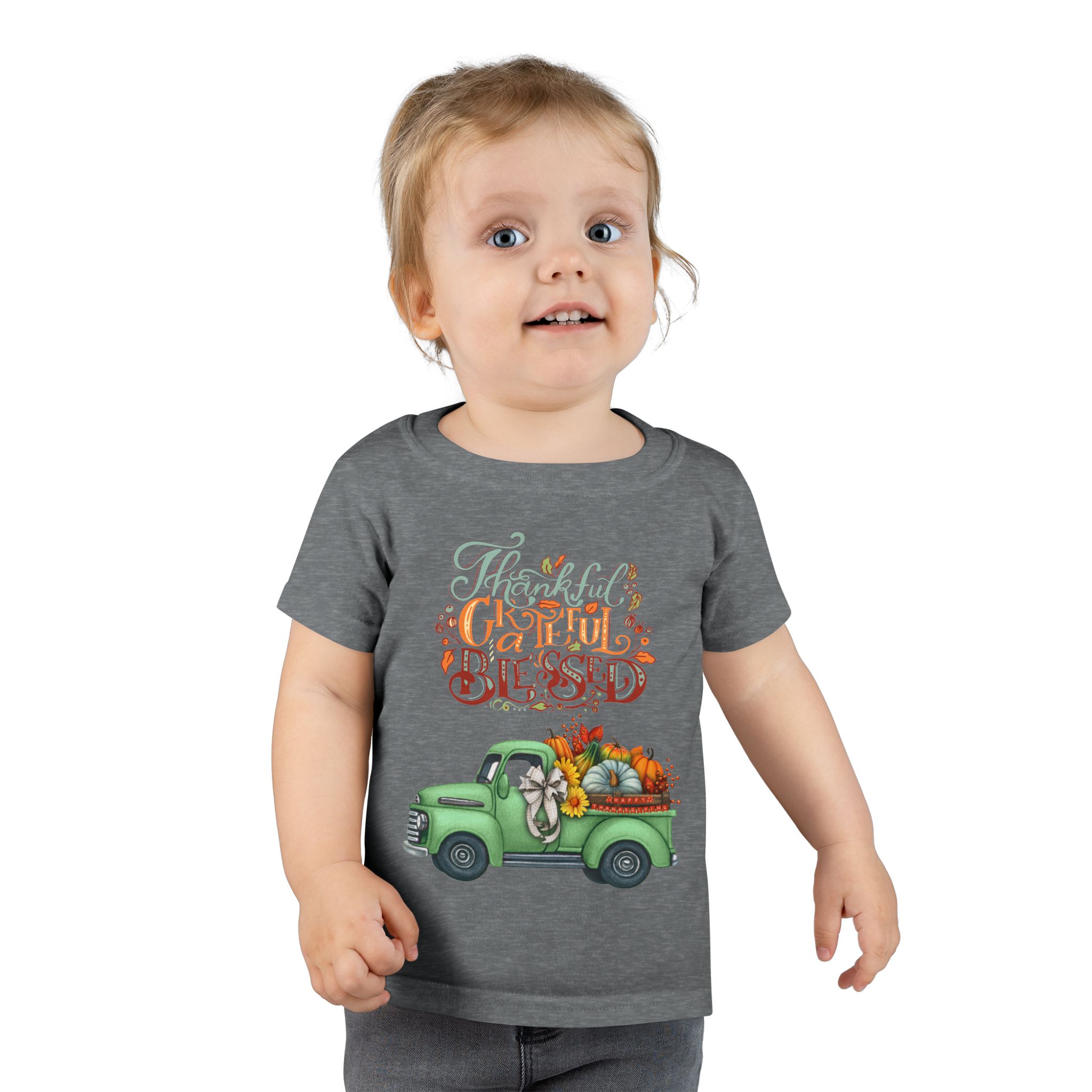 toddler t shirt "grateful & blessed" vintage truck design, fall apparel, holiday gift for kids, autumn fashion, baby shower gift