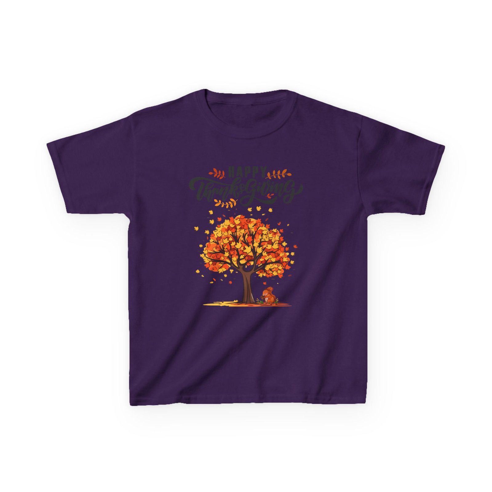 happy thanksgiving kids tee, fall t shirt, autumn apparel, festive gift, holiday outfit, tree and leaves design