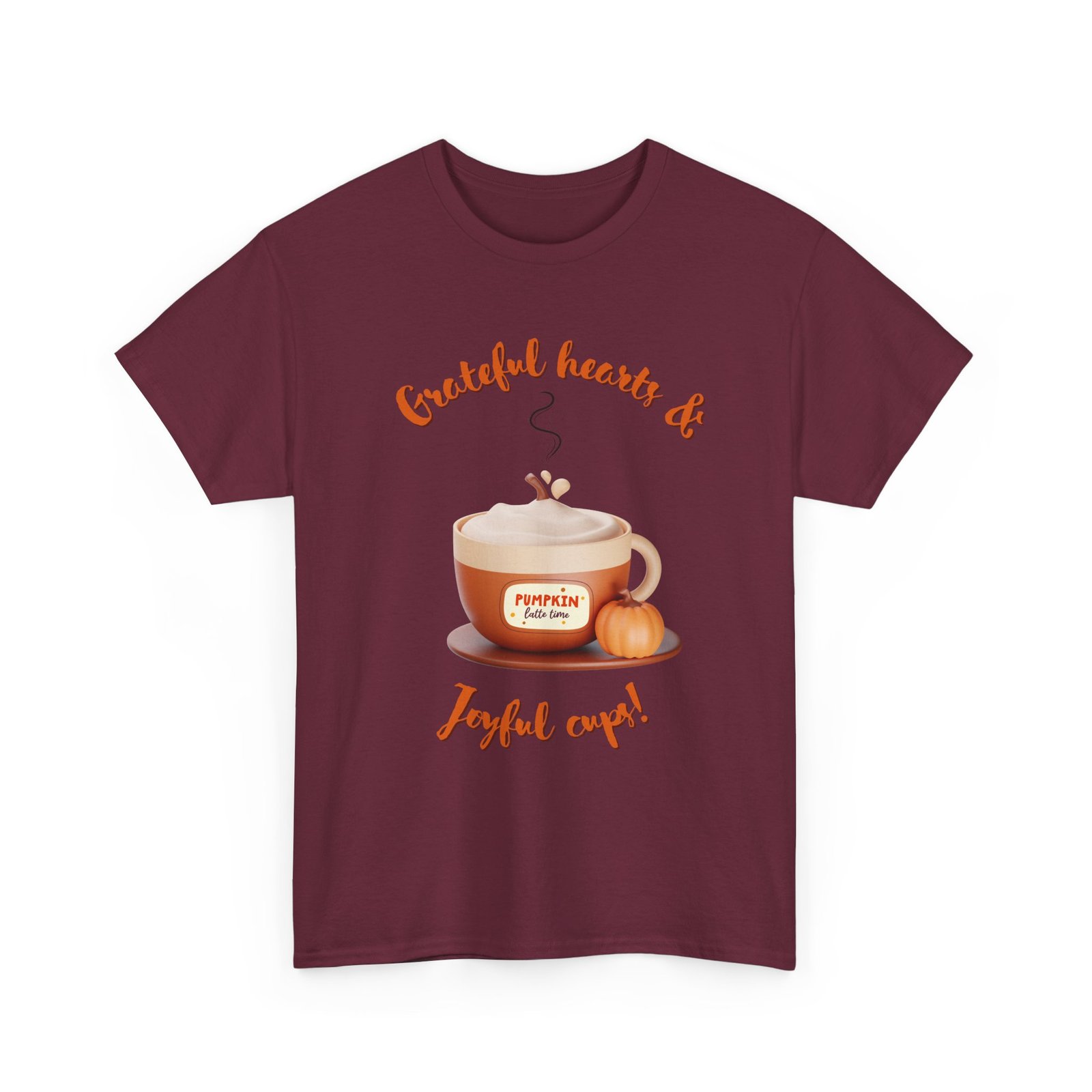 happy thanksgiving grateful hearts & joyful cups unisex tee, cozy fall t shirt, thanksgiving gift, coffee lover apparel, autumn fashion