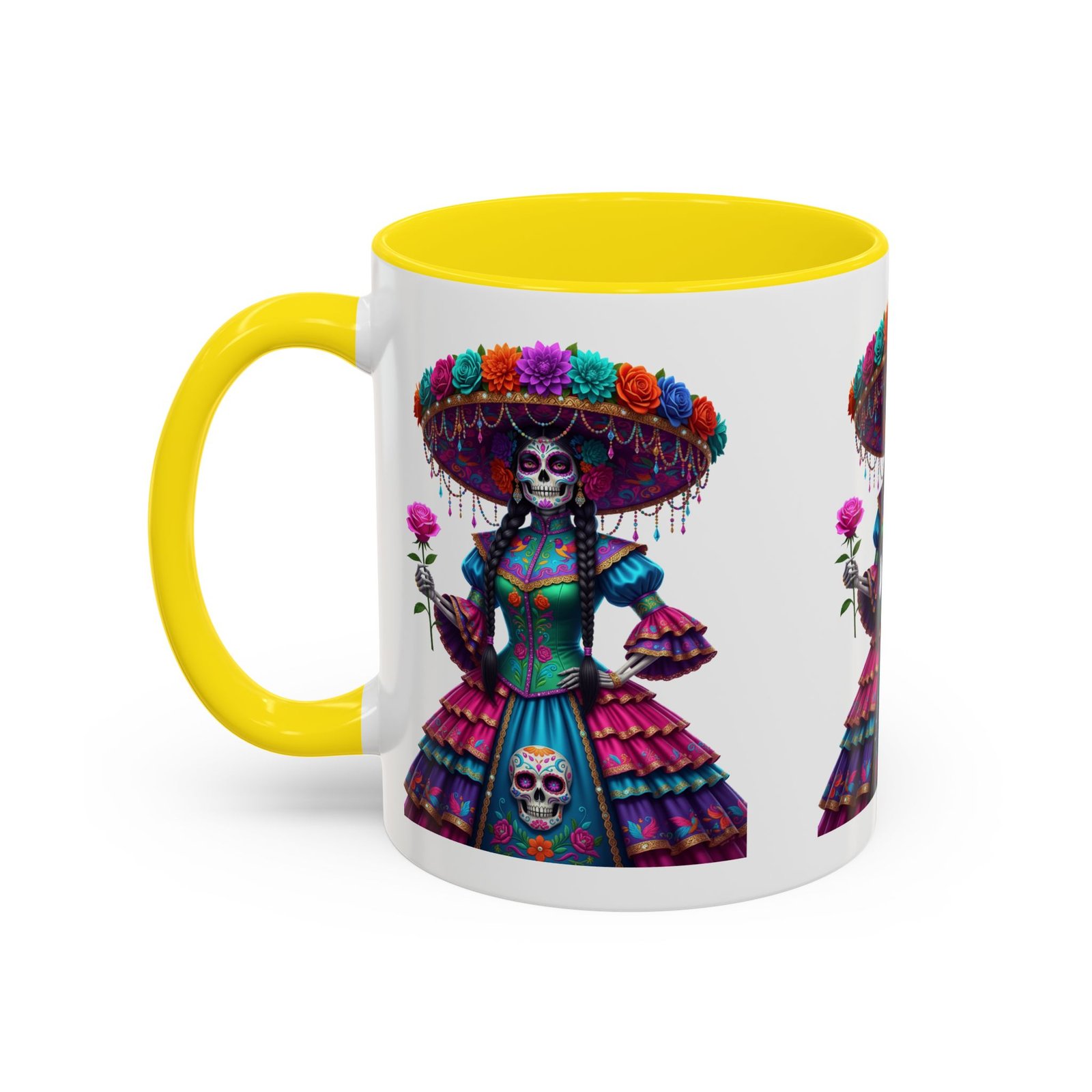 la catrina elegante – día de los muertos inspired artwork, caffeine lover gift, halloween decor, artful drinkware