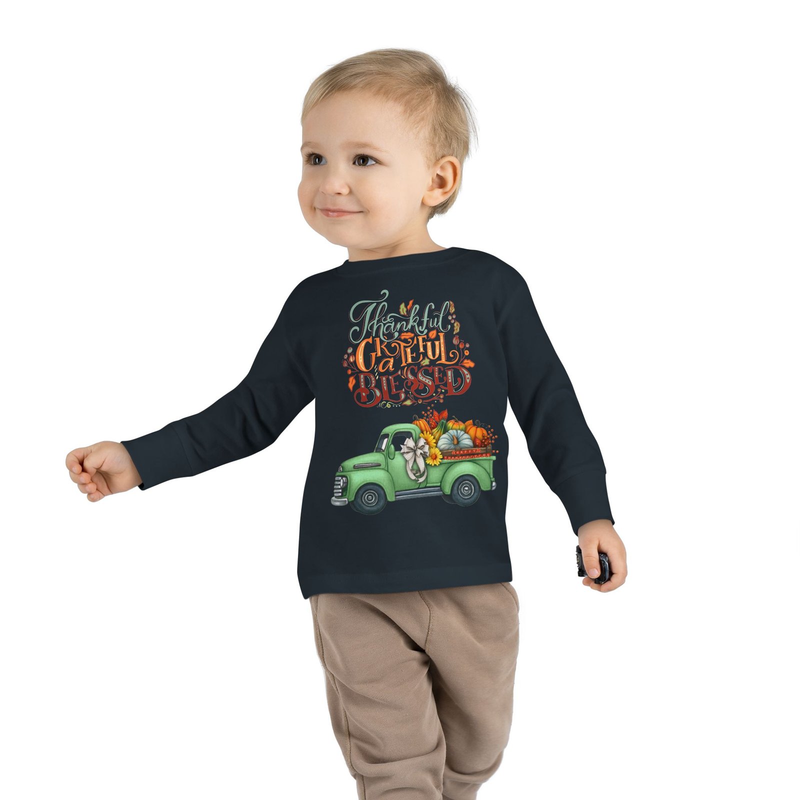 toddler long sleeve tee "grateful & blessed" fall vibes t shirt, kids autumn tee, thanksgiving outfit, cute toddler gift, seasonal shirt