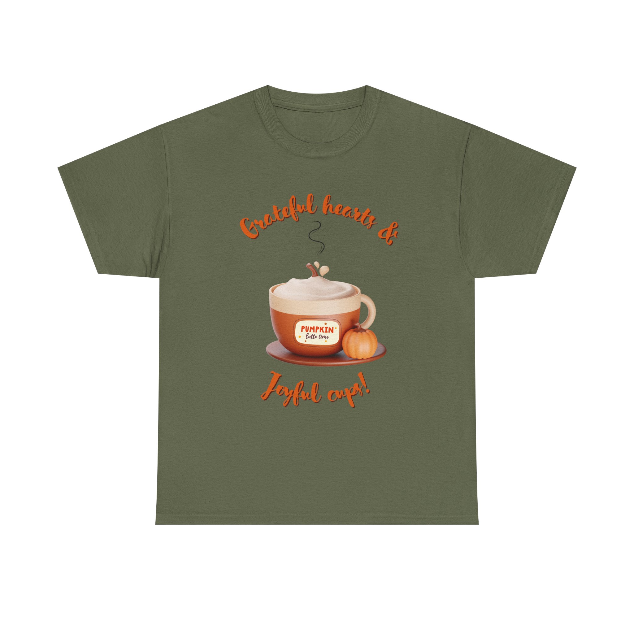 happy thanksgiving grateful hearts & joyful cups unisex tee, cozy fall t shirt, thanksgiving gift, coffee lover apparel, autumn fashion